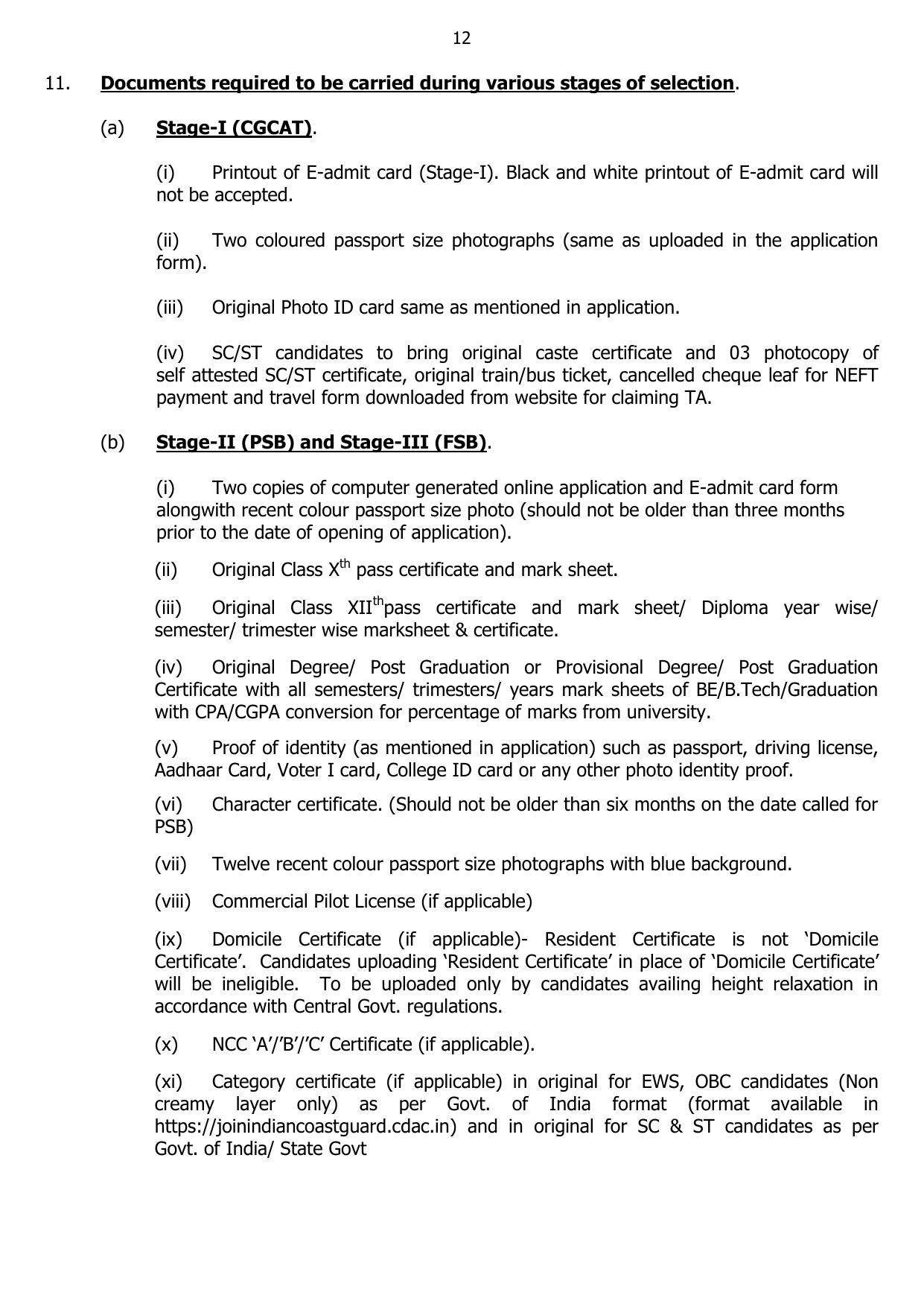 Indian Coast Guard (ICG) Assistant Commandant Recruitment 2024 - Page 12