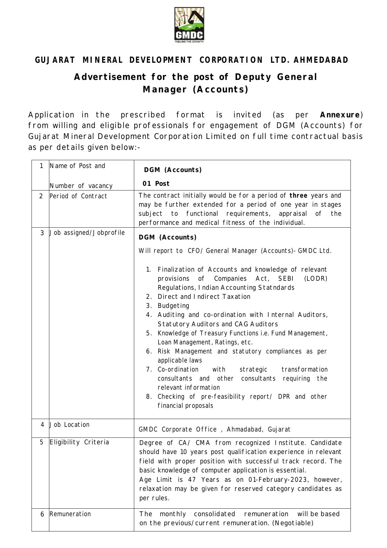 Gujarat Mineral Development Corporation (GMDC) Invites Application for Deputy General Manager Recruitment 2023 - Page 3