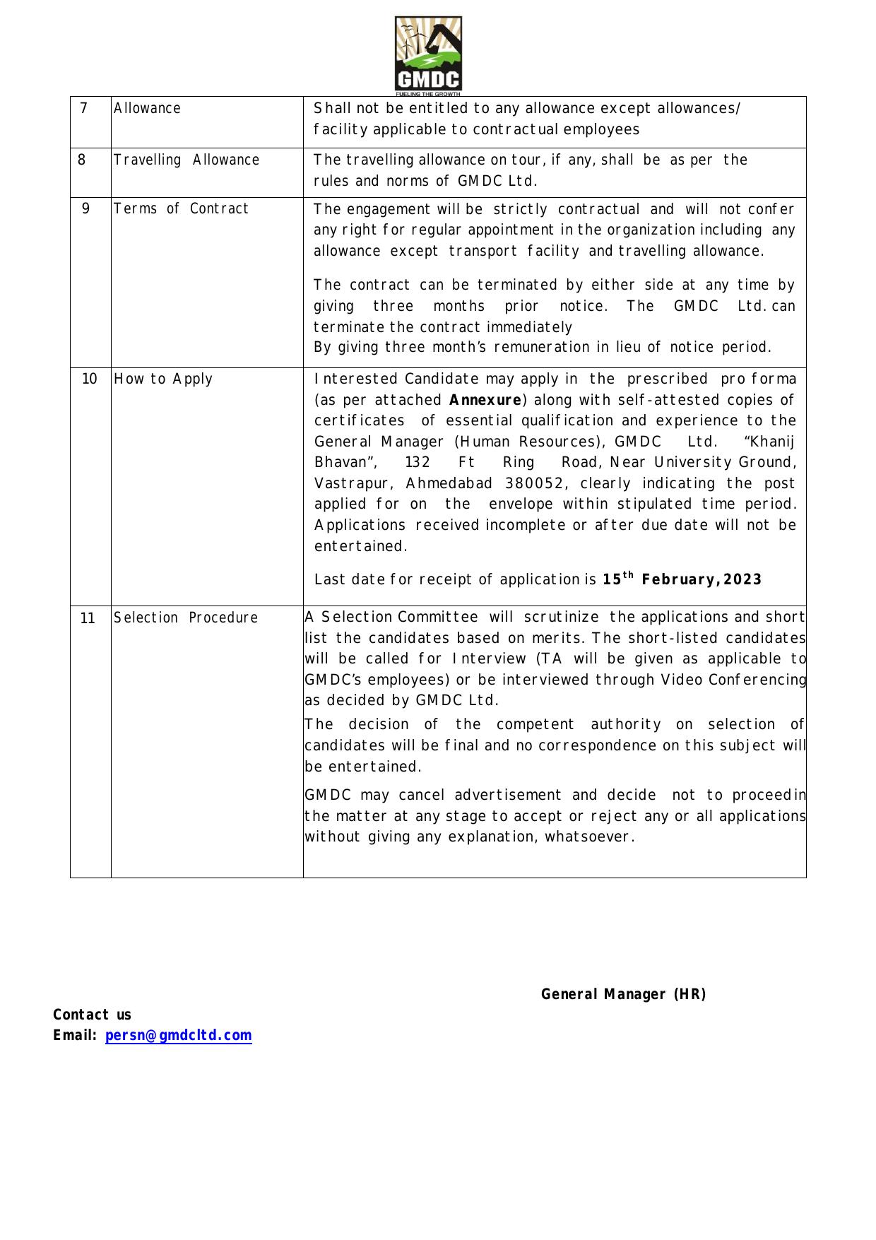 Gujarat Mineral Development Corporation (GMDC) Invites Application for Deputy General Manager Recruitment 2023 - Page 1