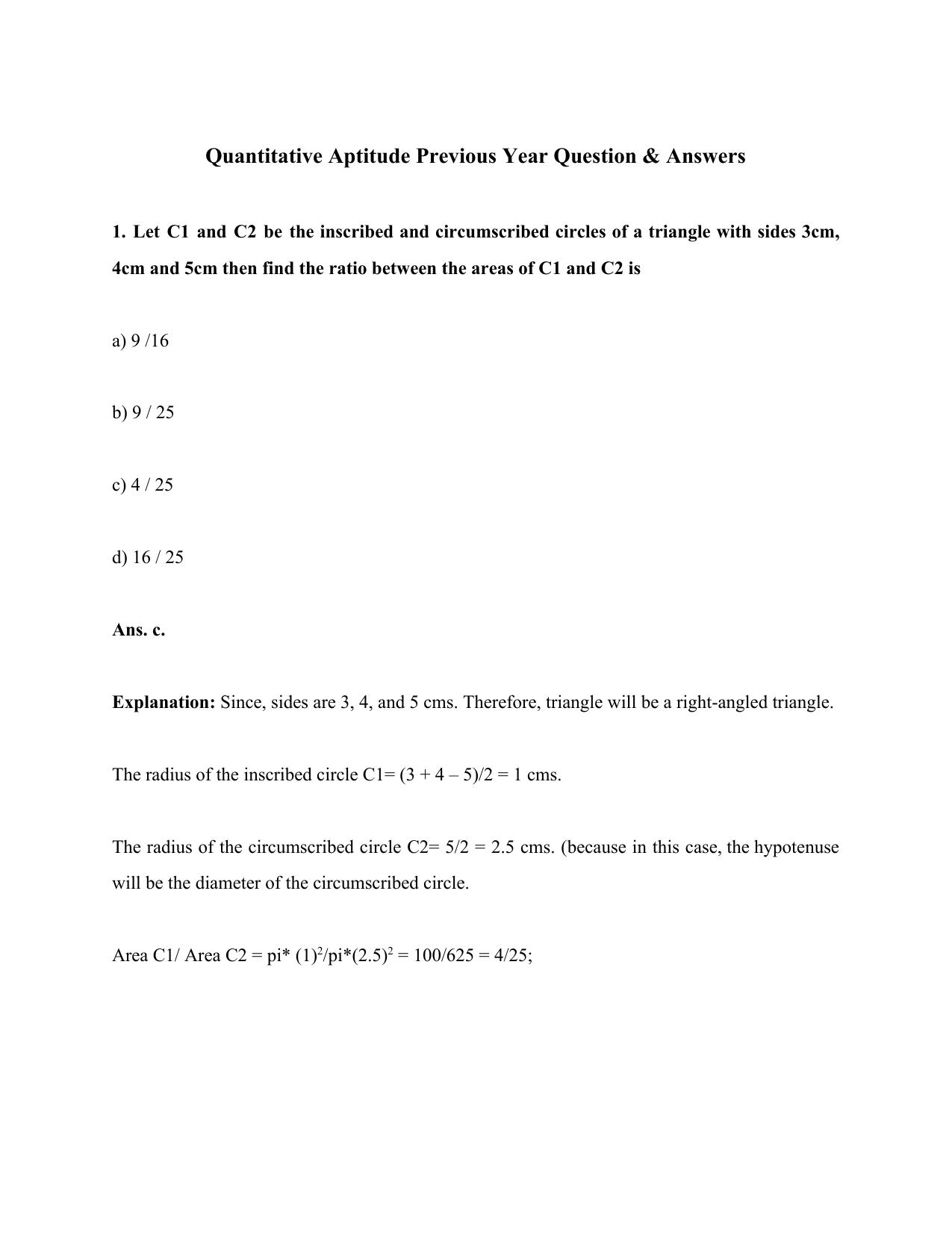 VCRC Quantitative Aptitude Old Papers - Page 1
