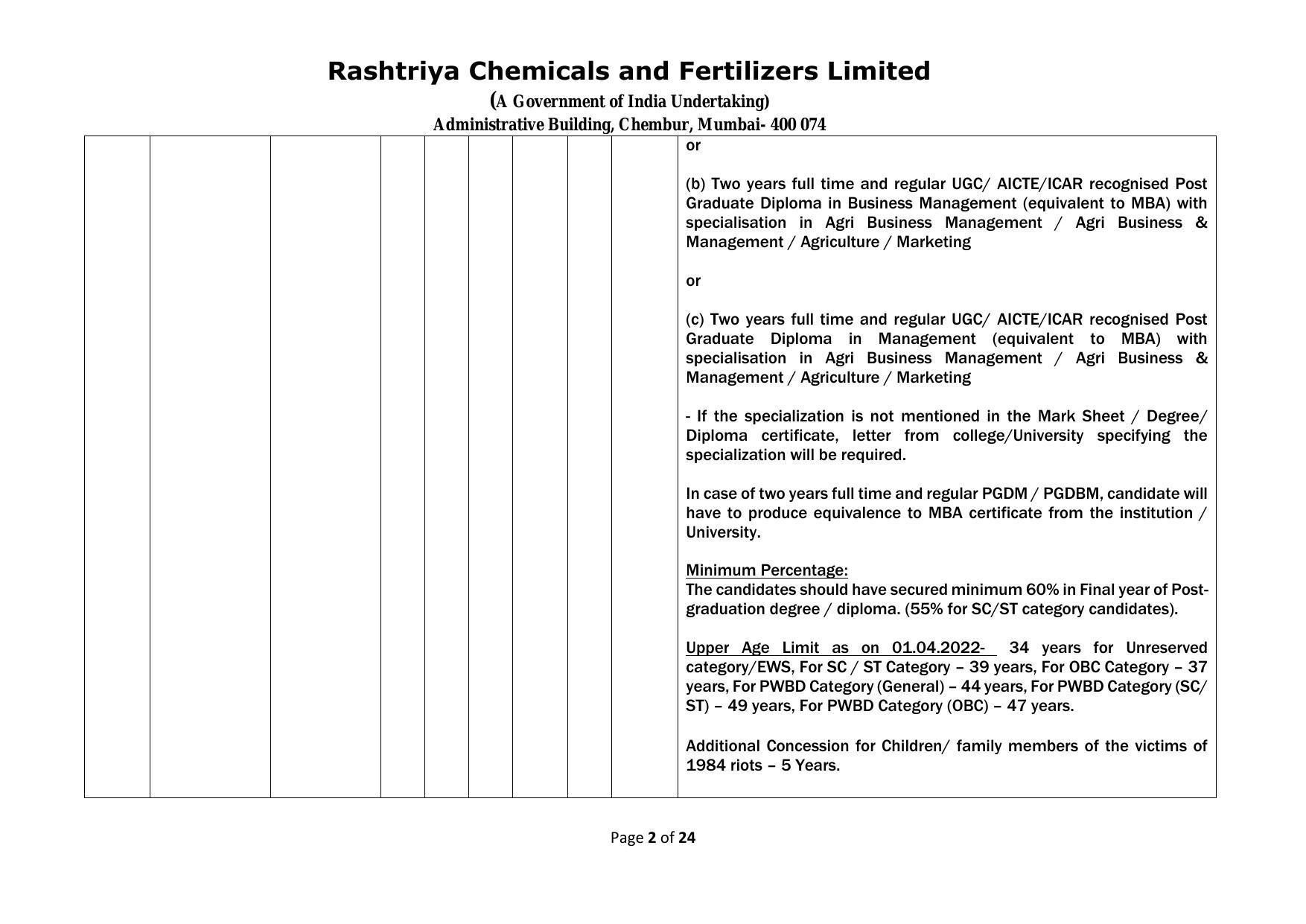 Rashtriya Chemicals & Fertilizers Limited Invites Application for 18 Officer (Marketing) Recruitment 2023 - Page 5
