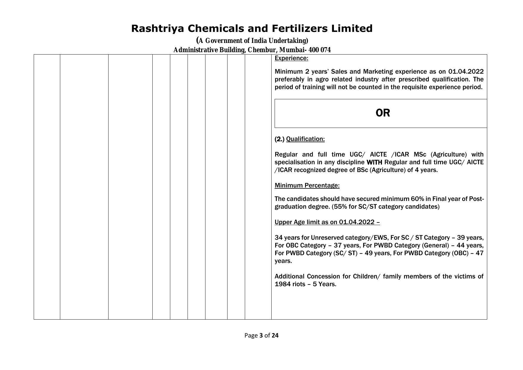 Rashtriya Chemicals & Fertilizers Limited Invites Application for 18 Officer (Marketing) Recruitment 2023 - Page 7