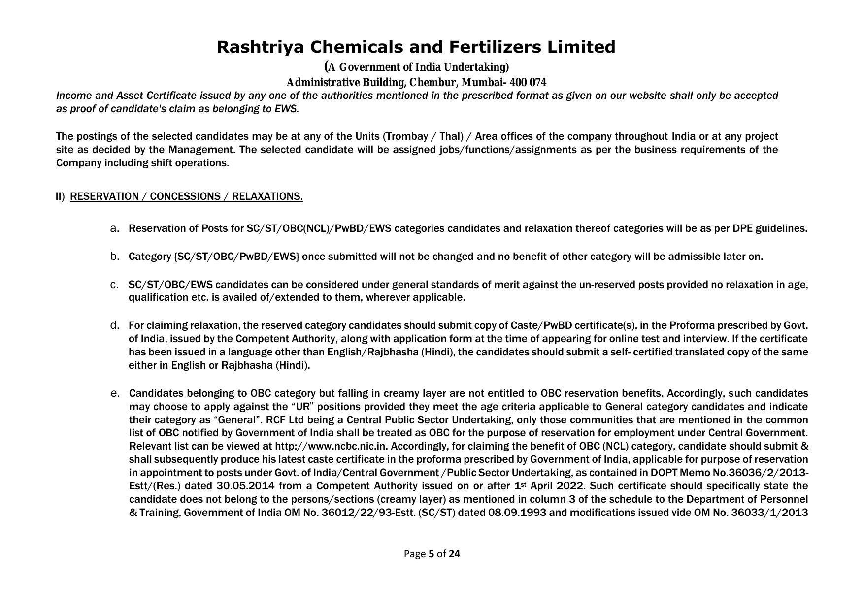 Rashtriya Chemicals & Fertilizers Limited Invites Application for 18 Officer (Marketing) Recruitment 2023 - Page 12