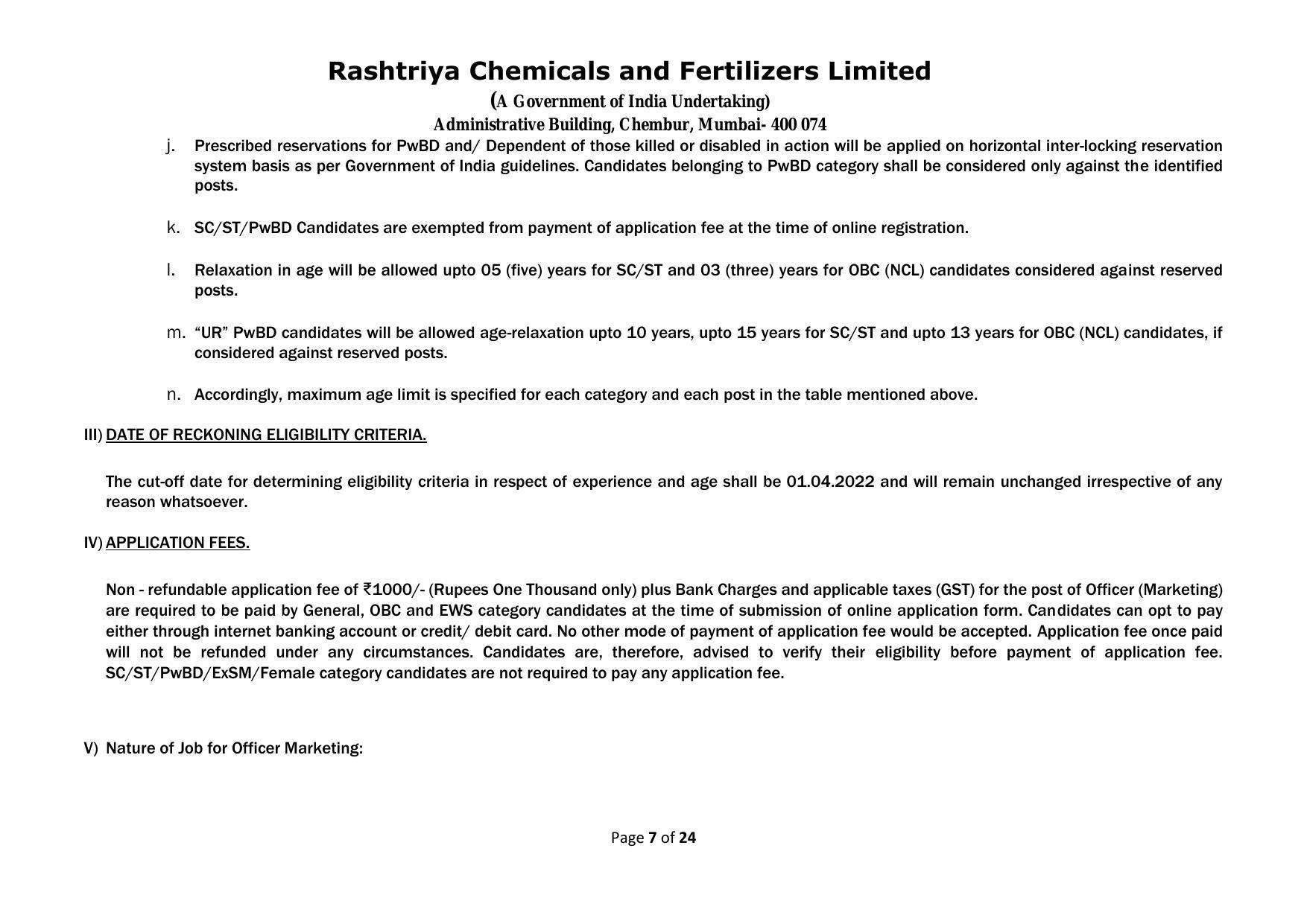 Rashtriya Chemicals & Fertilizers Limited Invites Application for 18 Officer (Marketing) Recruitment 2023 - Page 17