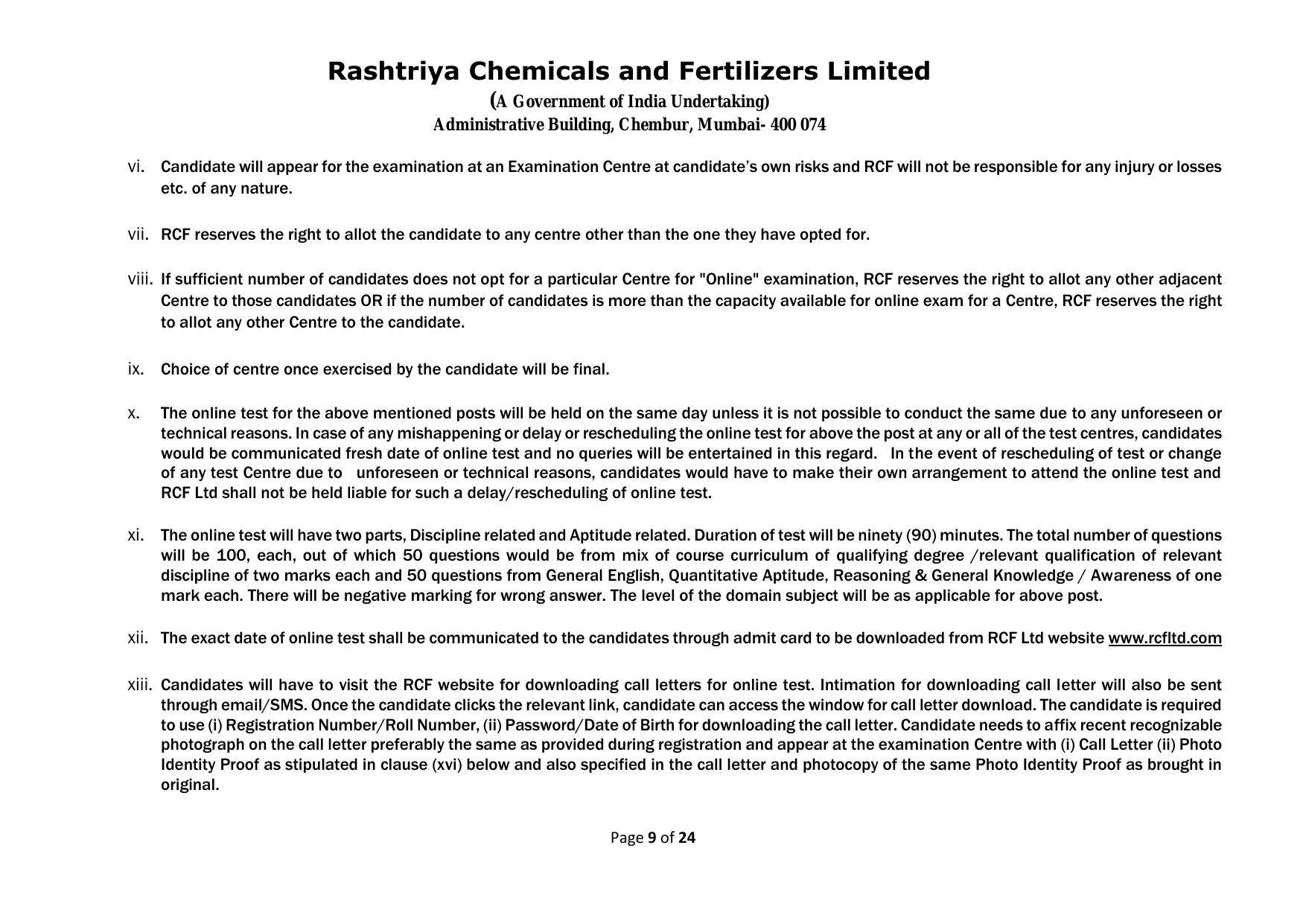 Rashtriya Chemicals & Fertilizers Limited Invites Application for 18 Officer (Marketing) Recruitment 2023 - Page 6