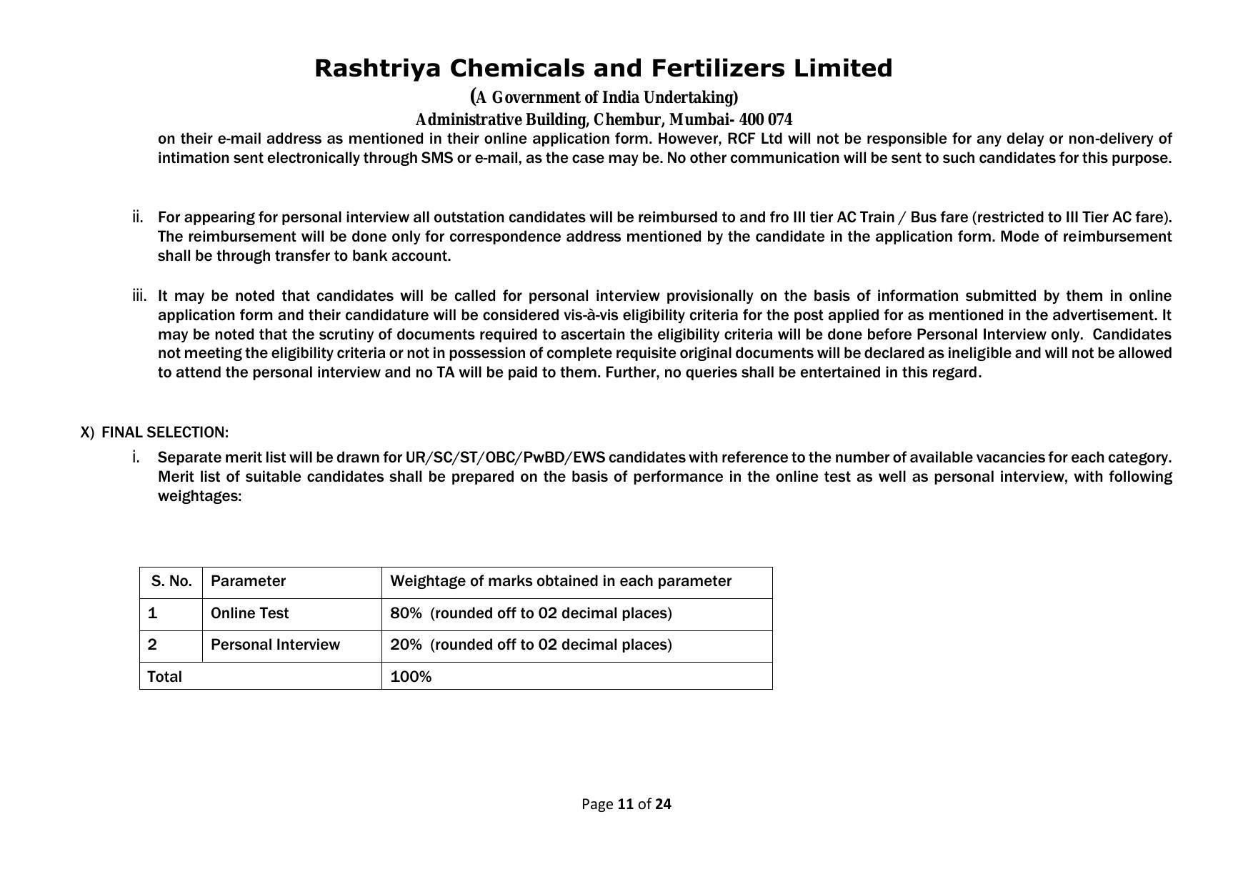 Rashtriya Chemicals & Fertilizers Limited Invites Application for 18 Officer (Marketing) Recruitment 2023 - Page 11