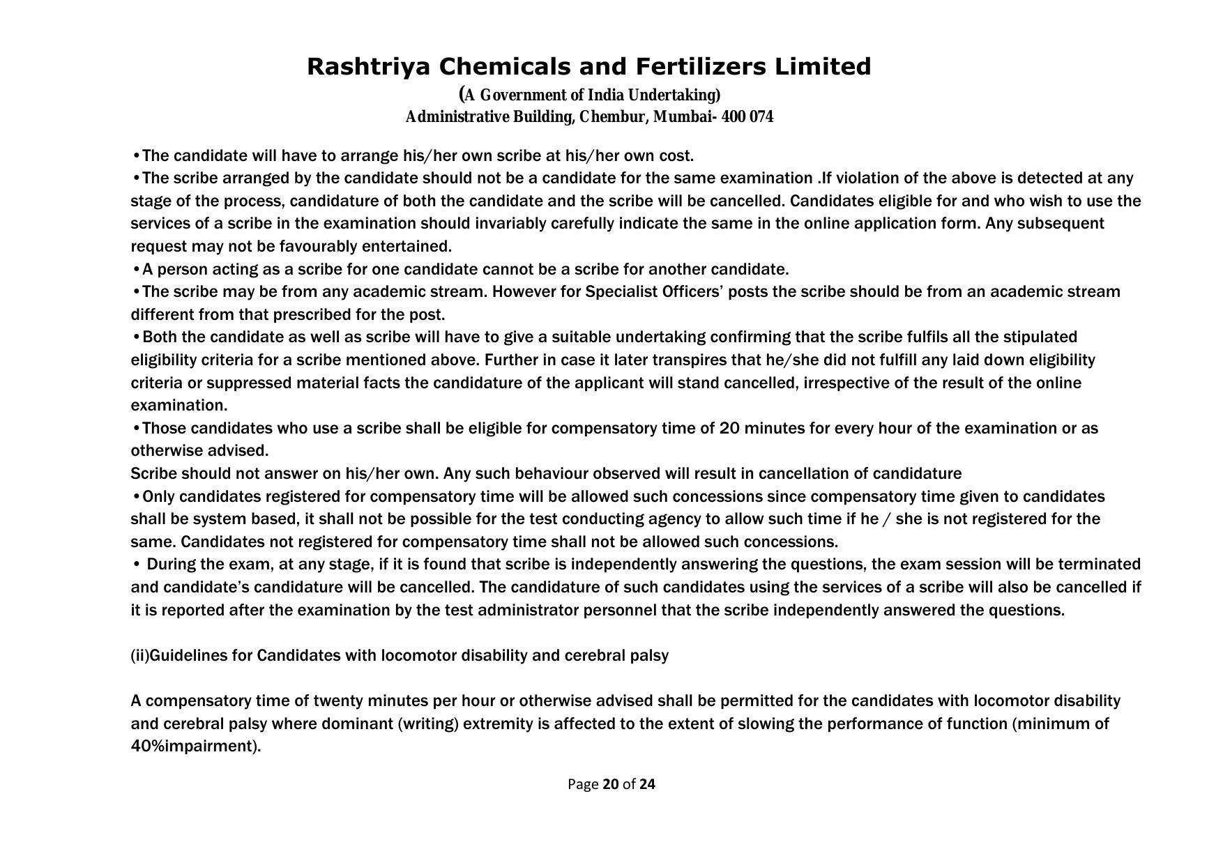 Rashtriya Chemicals & Fertilizers Limited Invites Application for 18 Officer (Marketing) Recruitment 2023 - Page 24