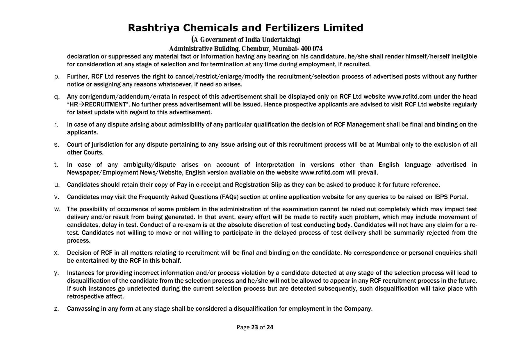 Rashtriya Chemicals & Fertilizers Limited Invites Application for 18 Officer (Marketing) Recruitment 2023 - Page 10