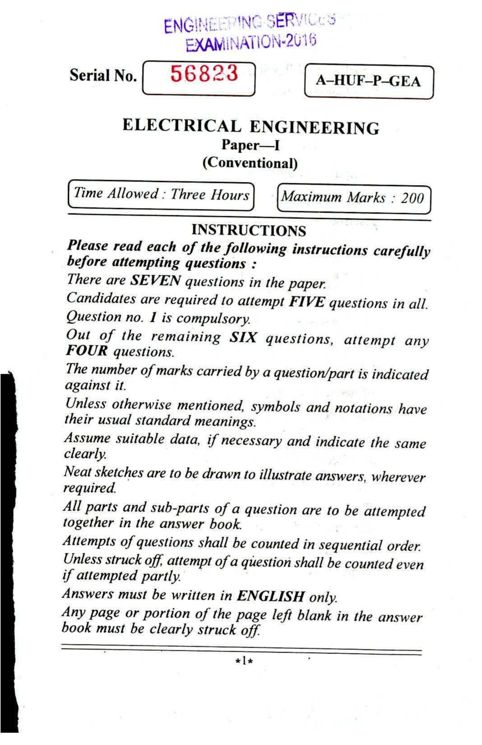 VCRC Technical Assistant Previous Papers Electrical Engineering - Page 1