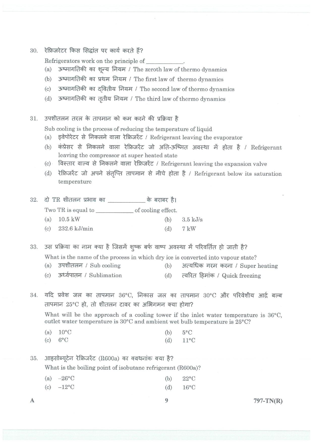 LPSC Technician B (Refrigeration & A/C Mechanic) 2026 Question Paper - Page 9