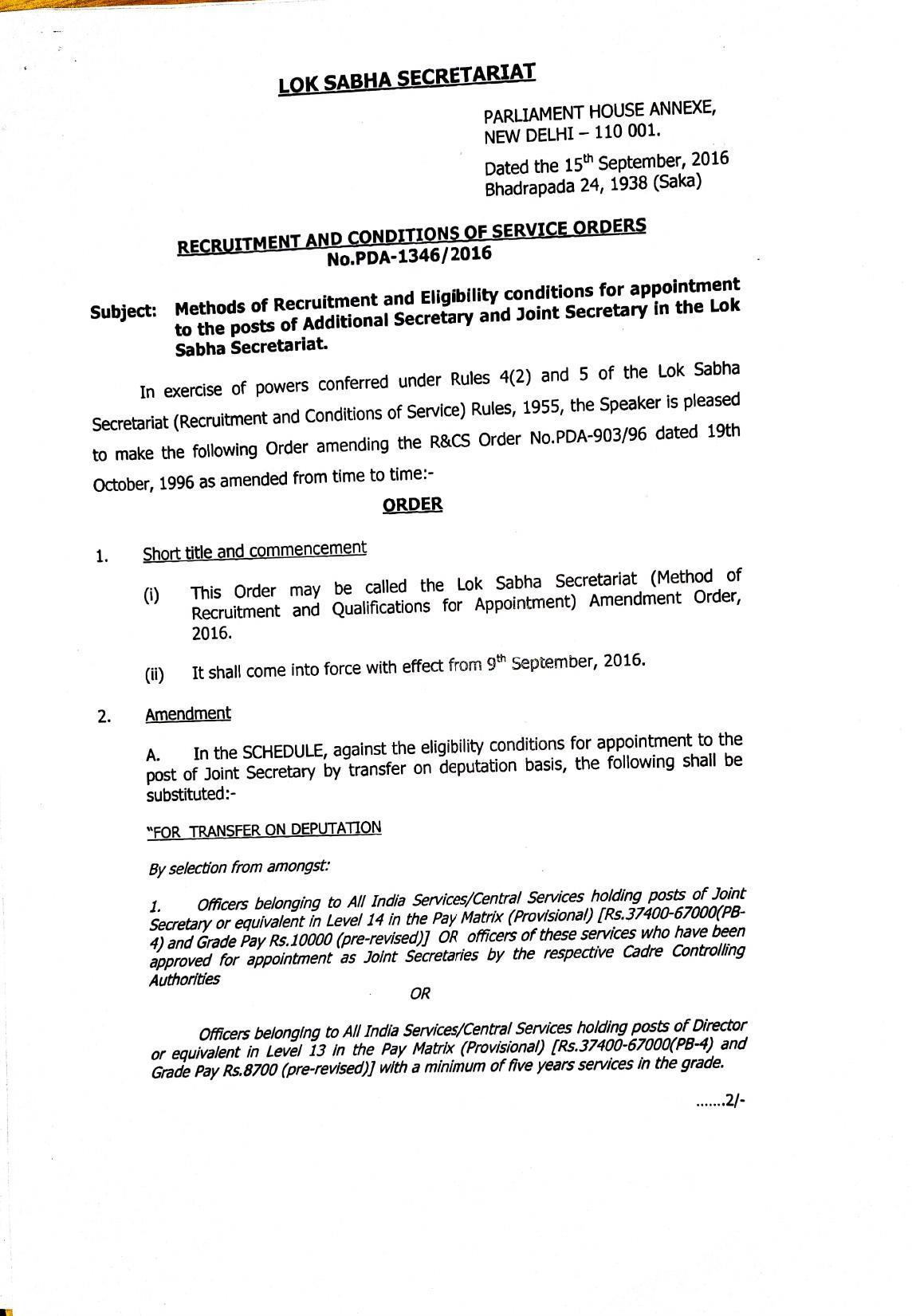 Lok Sabha Secretariat Invites Application for Joint Secretary Recruitment 2022 - Page 8