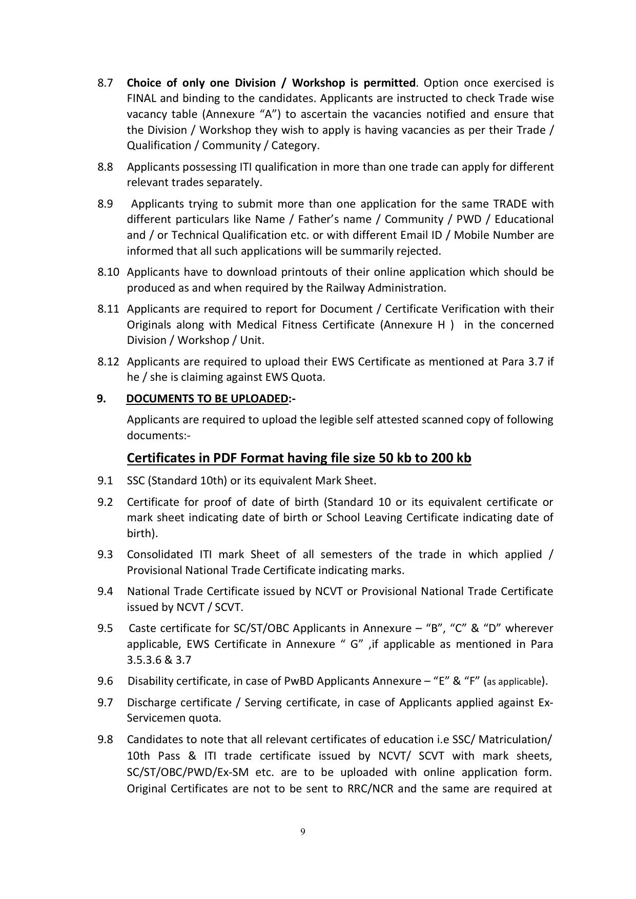 North Central Railway (NCR) Apprentice Recruitment 2023 - Page 7