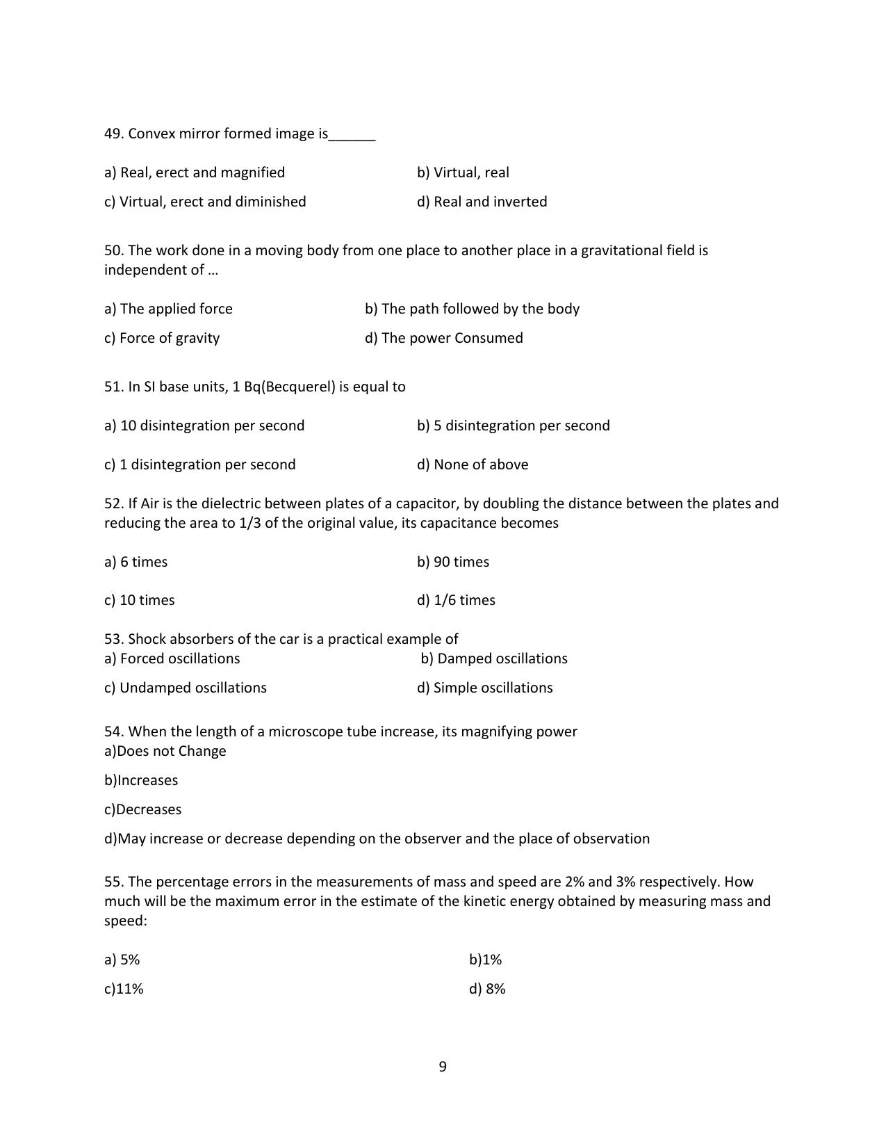 Question Paper of Education Assistant ‘A’ - Page 9