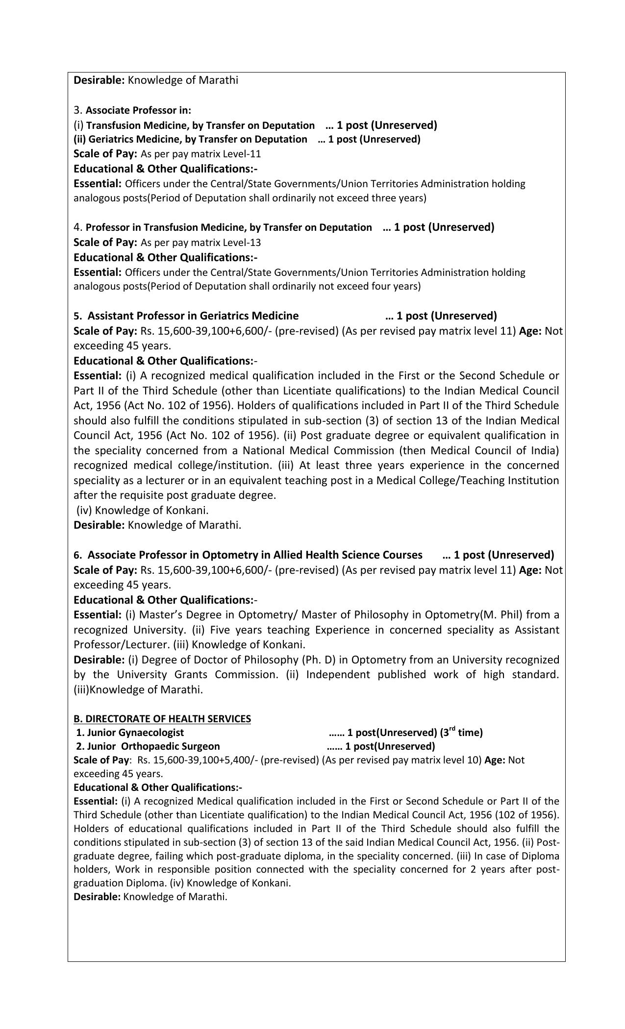 Goa Public Service Commission (GPSC) Invites Application for 42 Junior Orthopedic Surgeon, More Vacancies Recruitment 2023 - Page 1