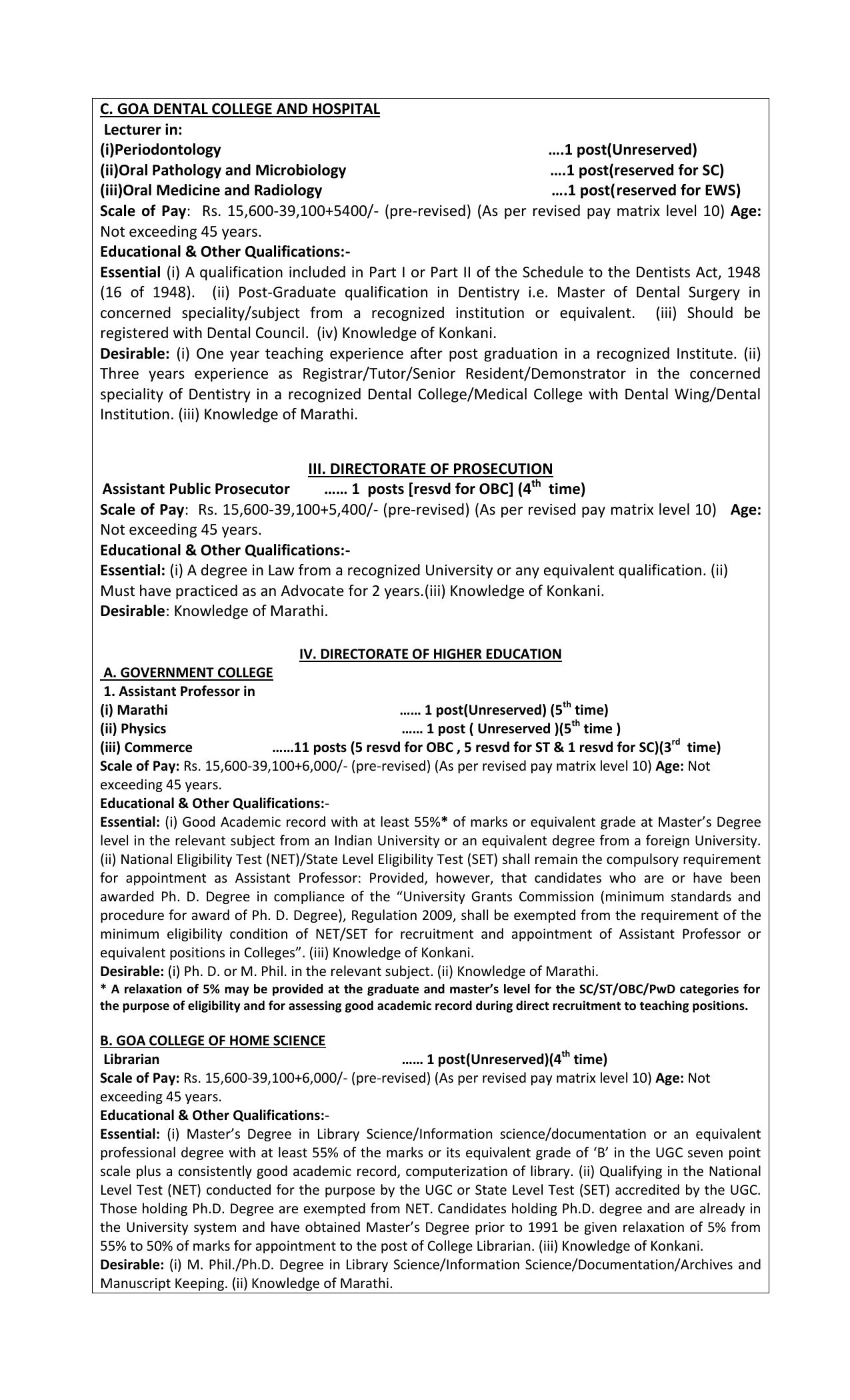 Goa Public Service Commission (GPSC) Invites Application for 42 Junior Orthopedic Surgeon, More Vacancies Recruitment 2023 - Page 2