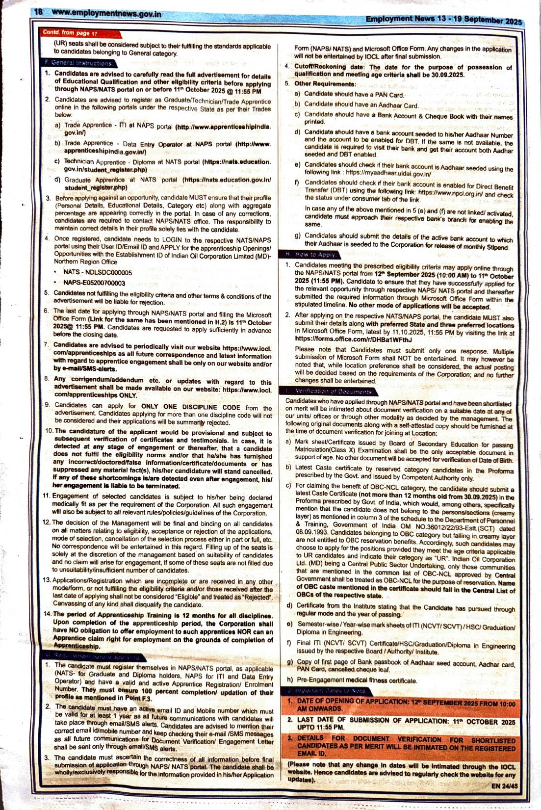 IOCL 523 Trade / Technician / Graduate Apprentice Recruitment 2025 - Page 4