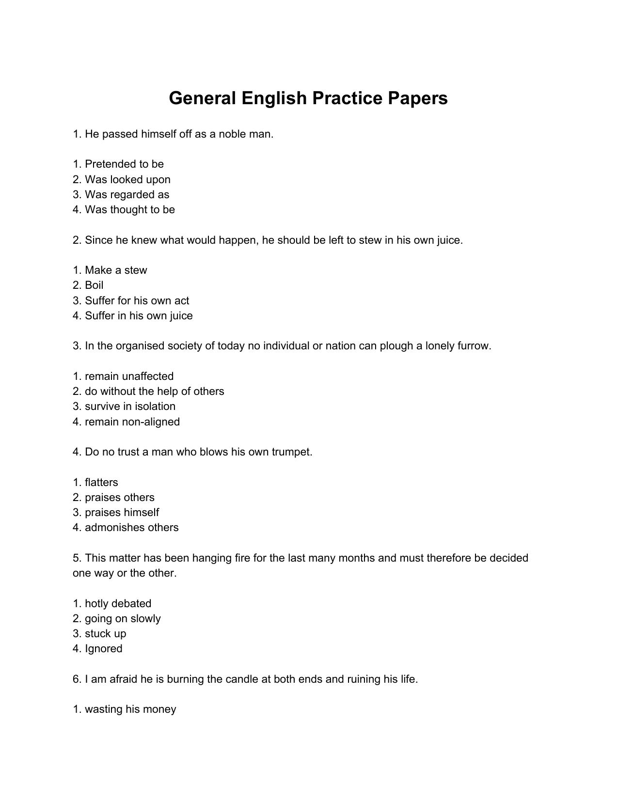 Download Assam Police Practice Papers For General English - Page 1