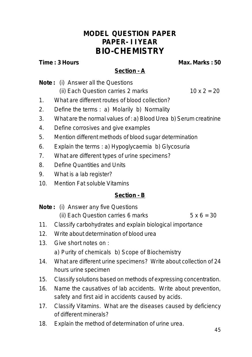 VCRC Medical Laboratory Question Papers - Page 1