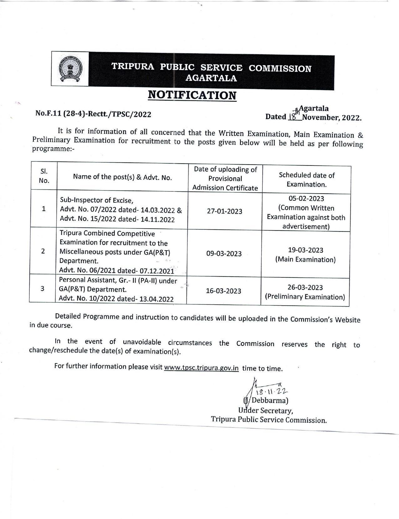 TPSC Excise Sub-Inspector 2022 Written Exam Date Announced - Page 1