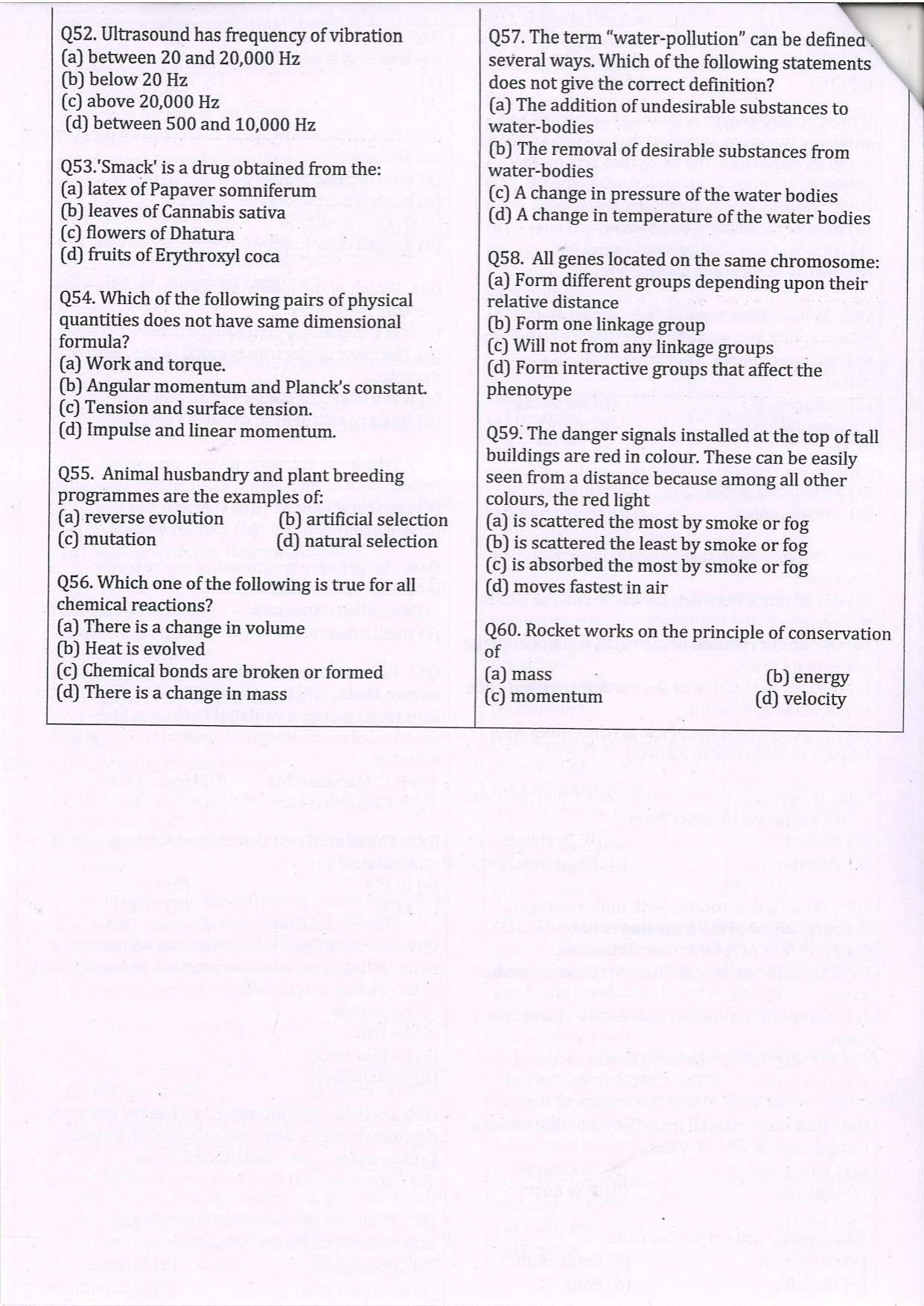 Question Paper of Education Assistant ‘A’ (Life Science) at SC, Bardhaman Advertisement No. 1/2021 - Page 4