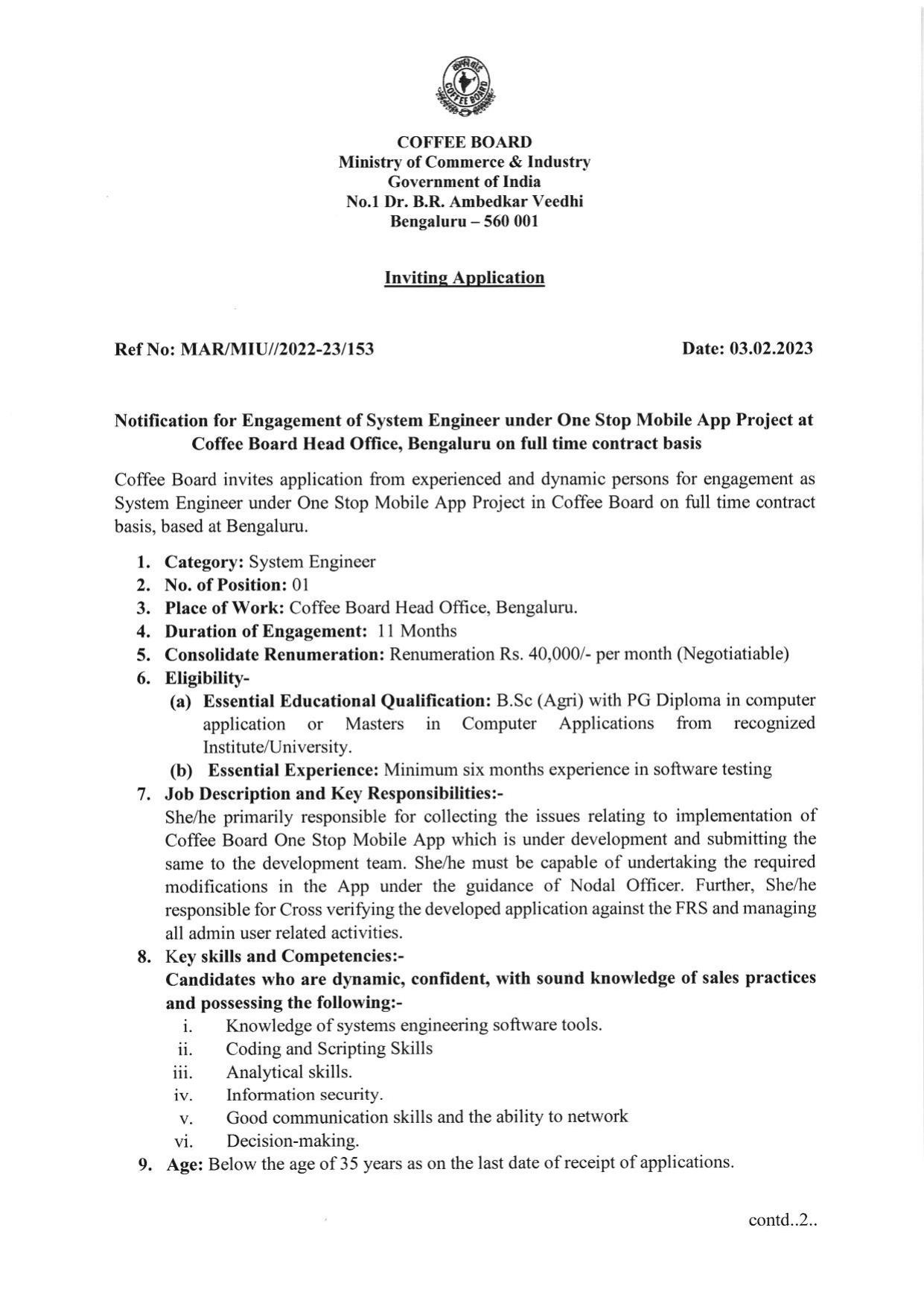 Coffee Board Invites Application for System Engineer Recruitment 2023 - Page 2