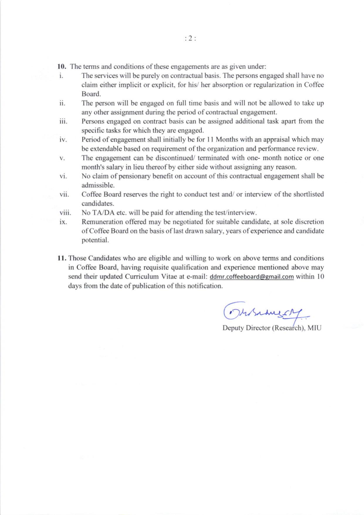 Coffee Board Invites Application for System Engineer Recruitment 2023 - Page 1