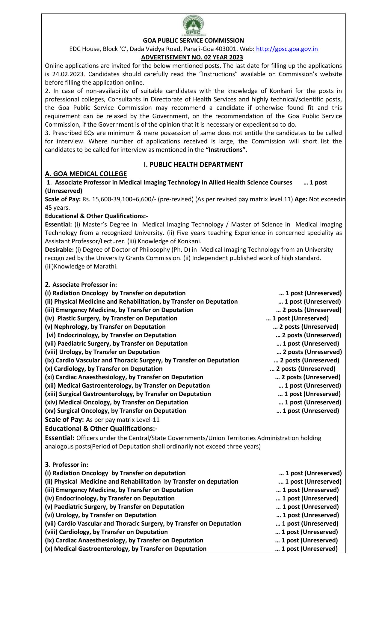 Goa Public Service Commission Invites Application for 89 Associate Professor, Professor, More Vacancies Recruitment 2023 - Page 3
