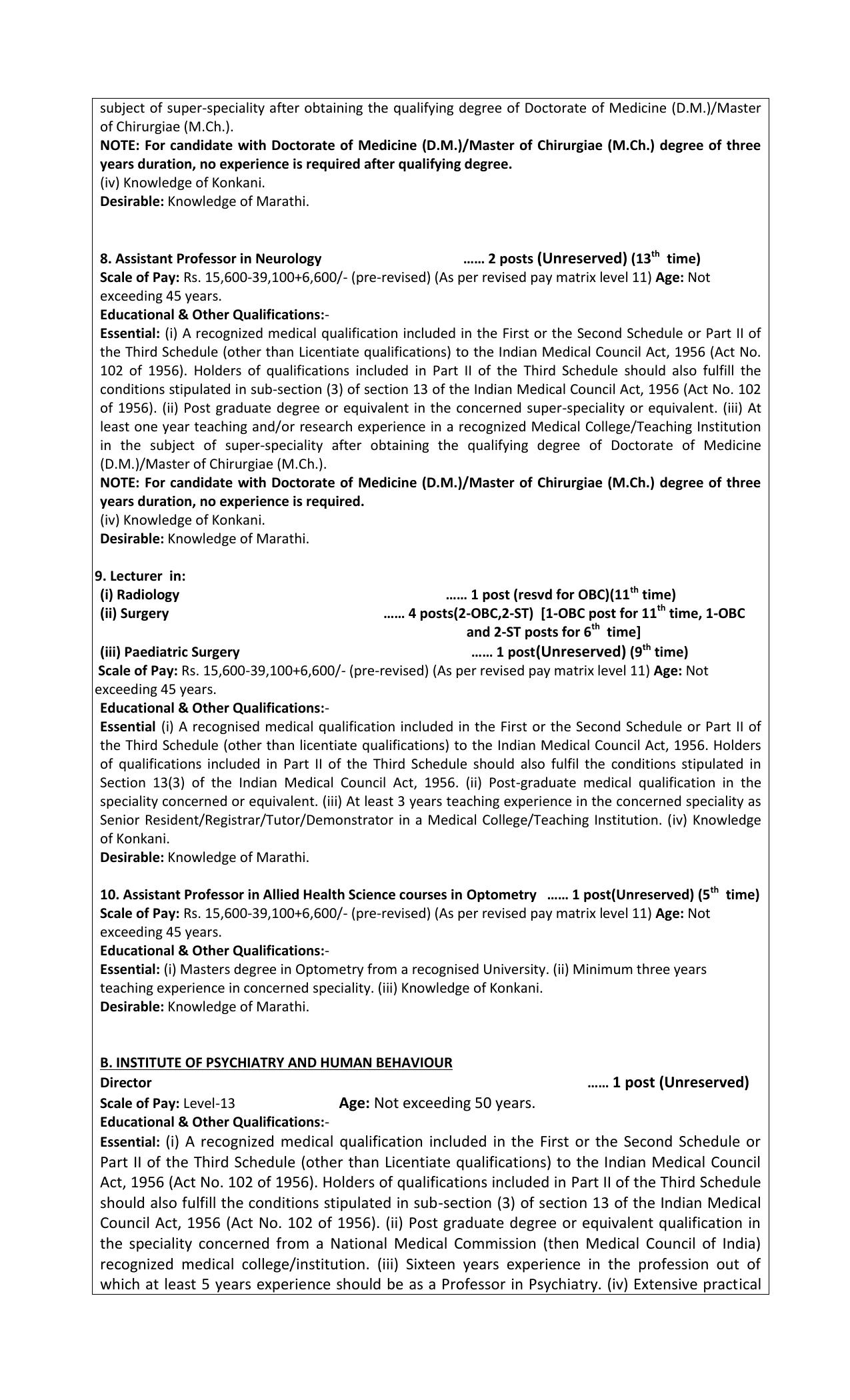 Goa Public Service Commission Invites Application for 89 Associate Professor, Professor, More Vacancies Recruitment 2023 - Page 2