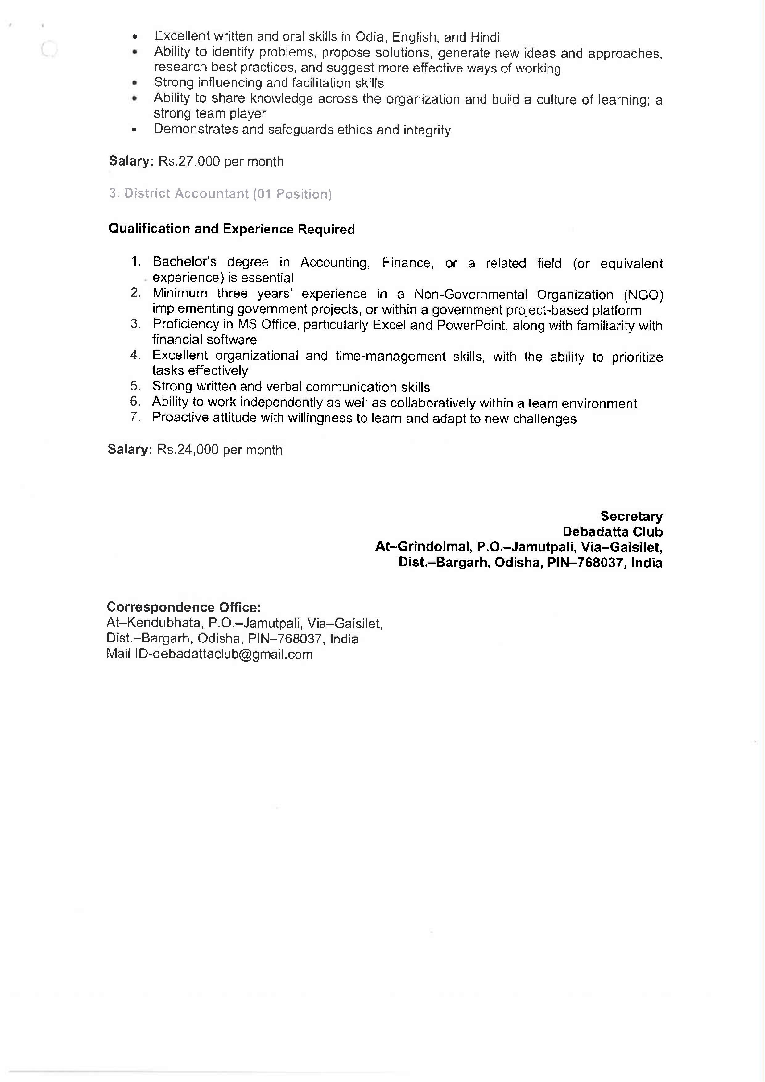 Bargarh District Recruitment 2026: Apply Offline for 3 District Project Coordinator Posts - Full Notification, Eligibility, Salary - Page 2