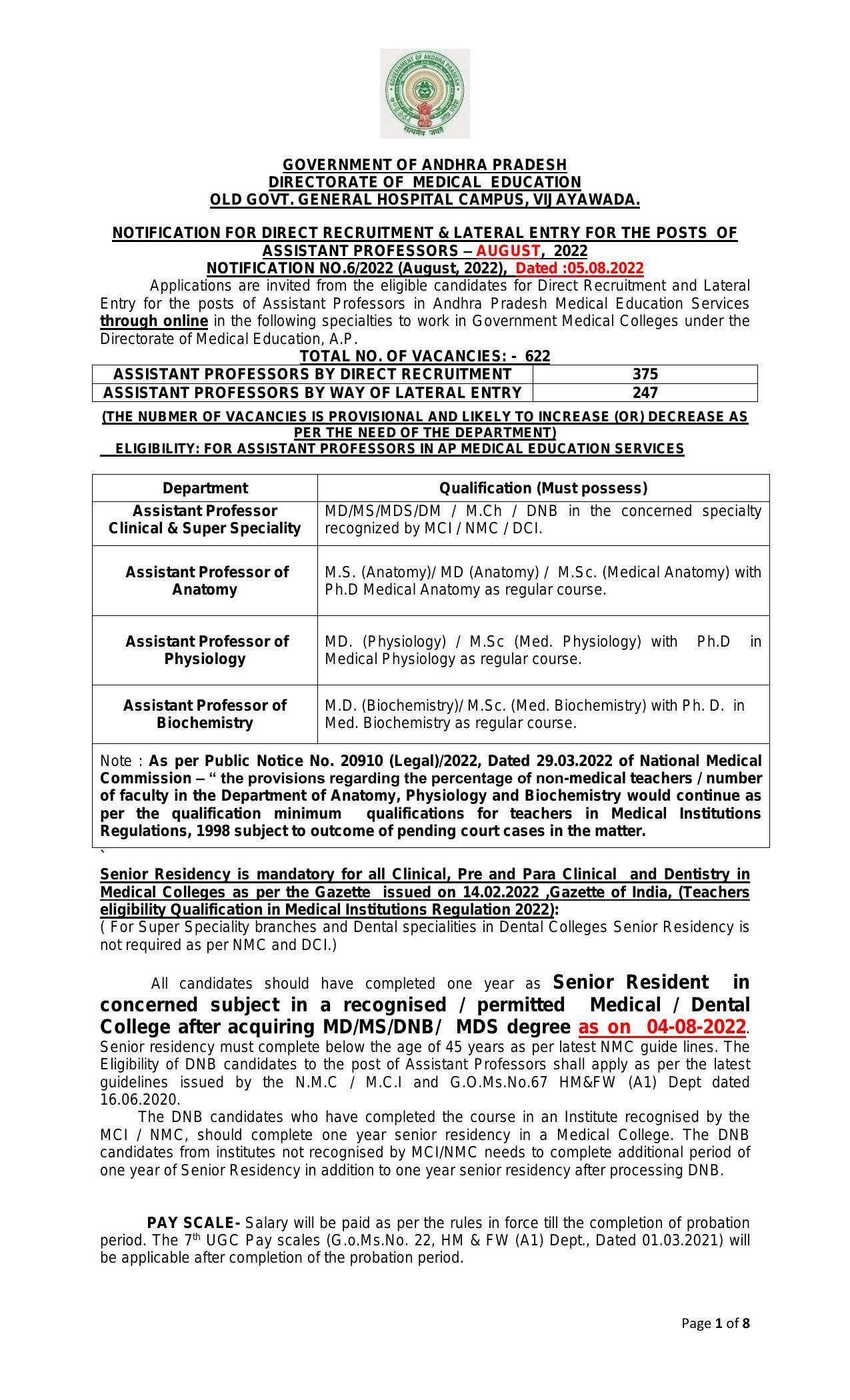Directorate of Medical Education Andhra Pradesh Invites Application for 622 Assistant Professor Recruitment 2022 - Page 4