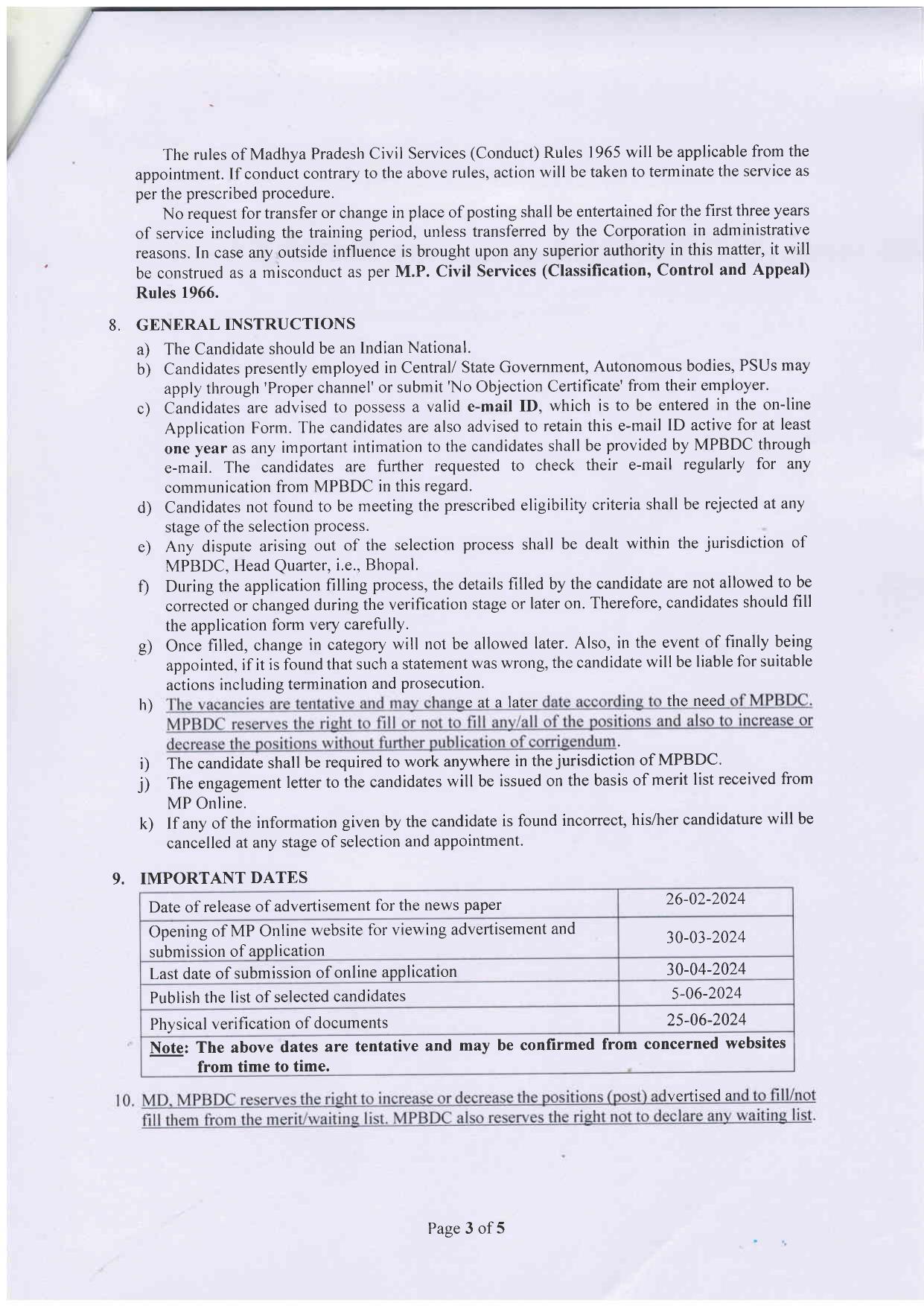 Madhya Pradesh Building Development Corporation (MPBDC) Assistant Manager Recruitment 2024 - Page 3