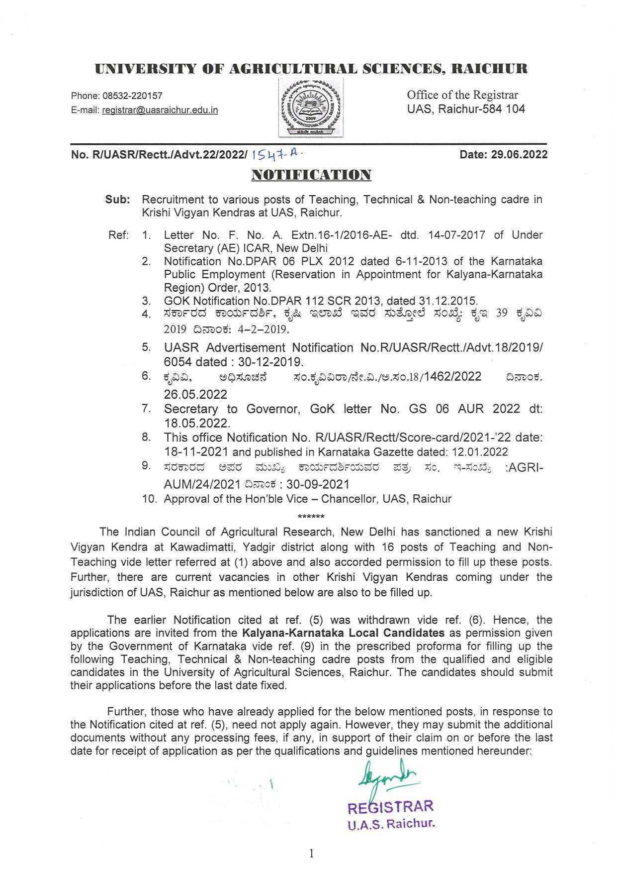 UAS Raichur Invites Application for 7 Assistant and Various Posts Recruitment 2022 - Page 4