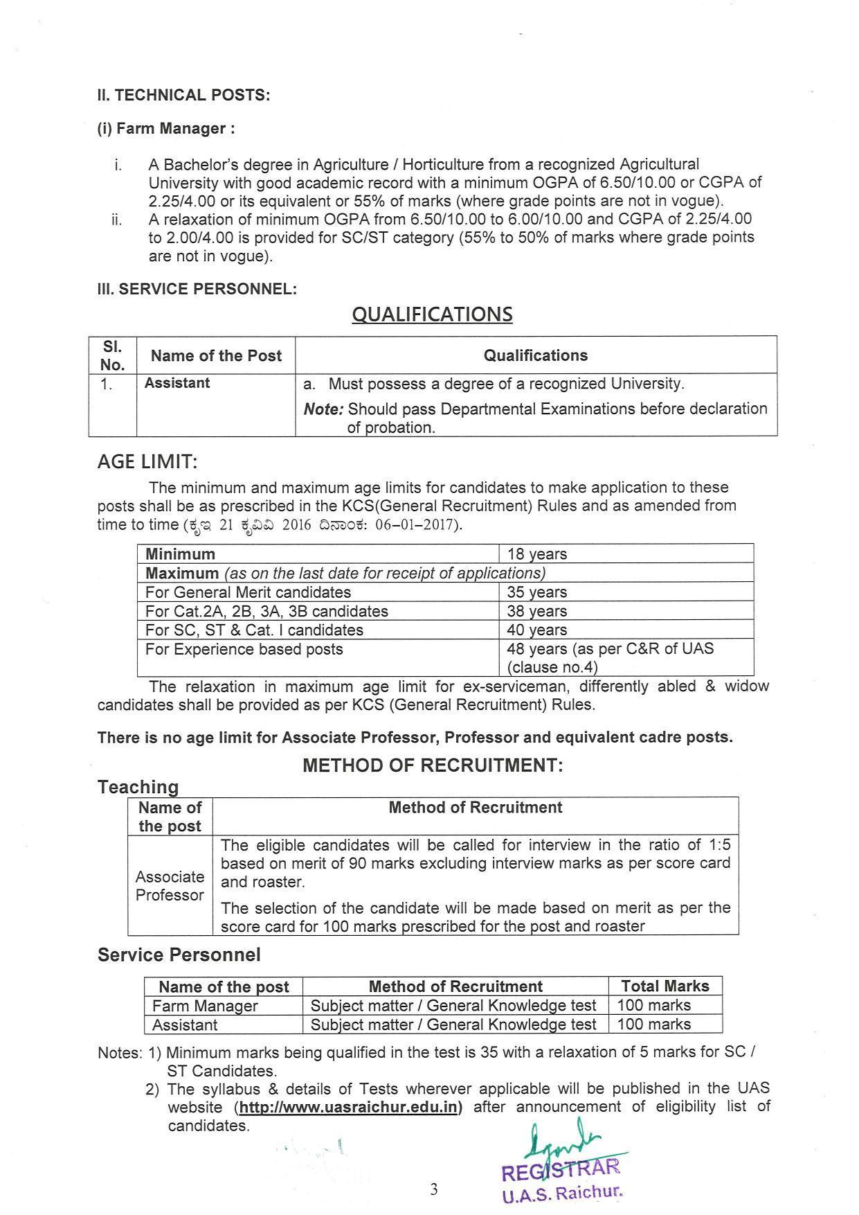 UAS Raichur Invites Application for 7 Assistant and Various Posts Recruitment 2022 - Page 3