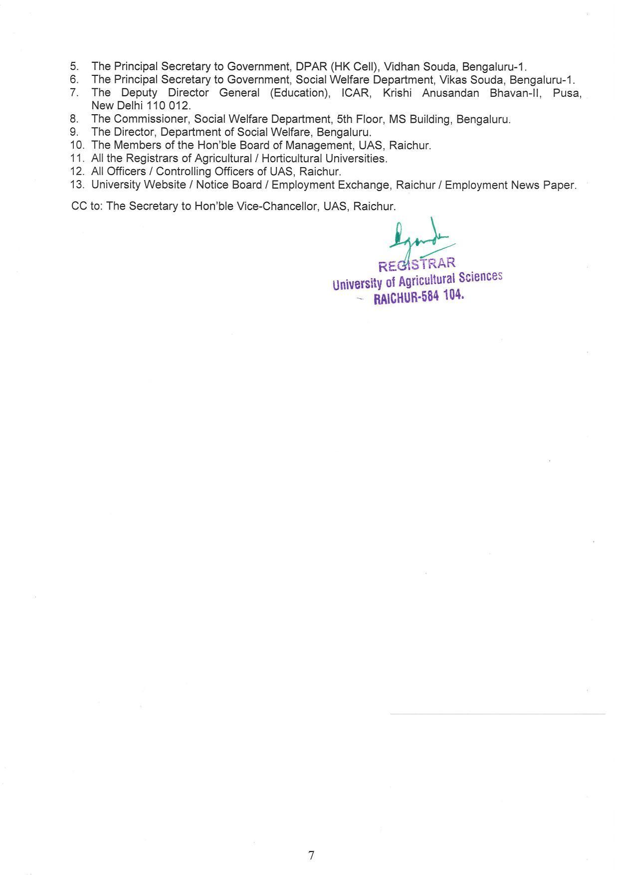 UAS Raichur Invites Application for 7 Assistant and Various Posts Recruitment 2022 - Page 7