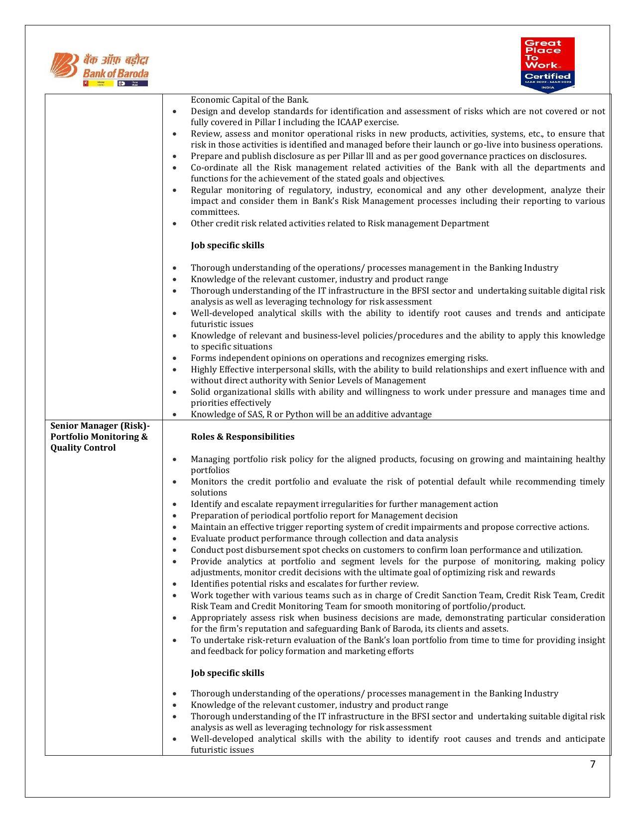 Bank of Baroda (BOB) Invites Application for 15 Senior Manager Recruitment 2023 - Page 12