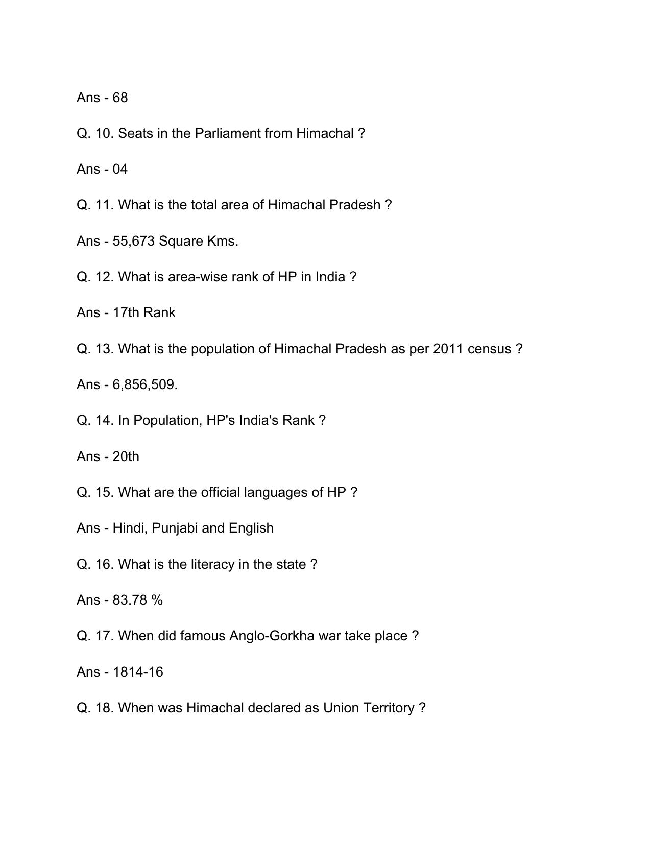 Himachal Pradesh General Knowledge Question Papers - Page 2