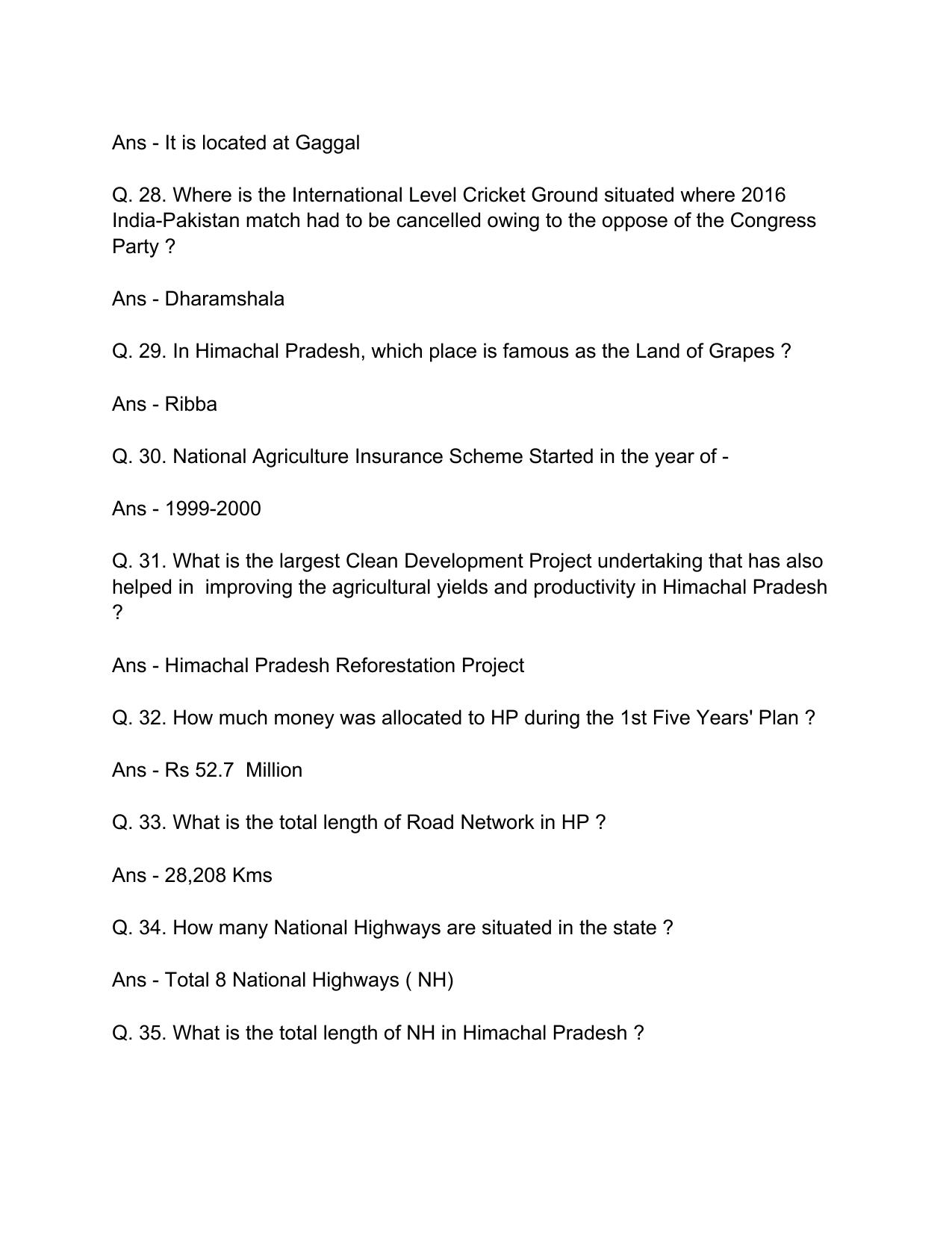 Himachal Pradesh General Knowledge Question Papers - Page 4