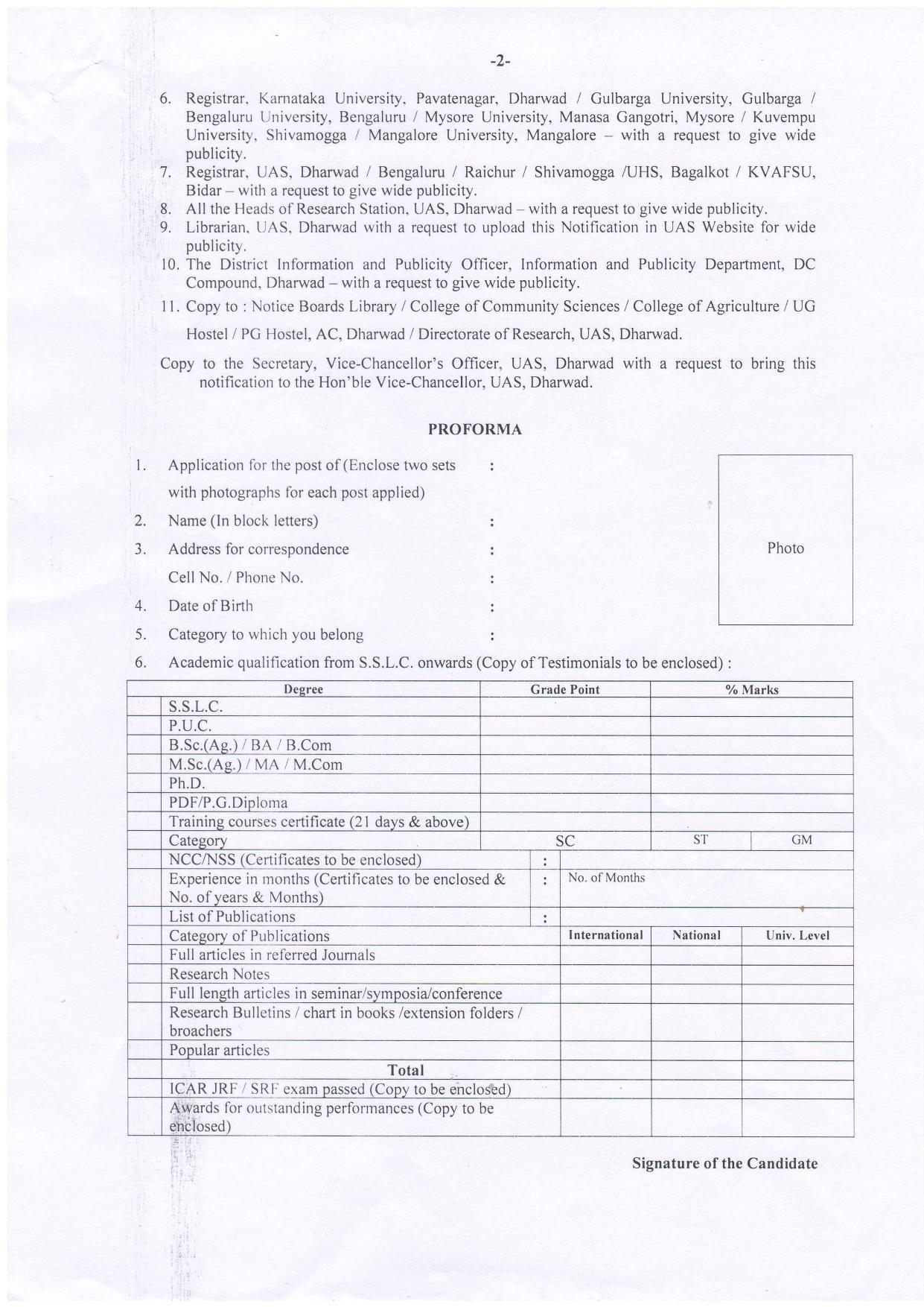 University of Agricultural Sciences Dharwad Invites Application for Senior Research Fellow Recruitment 2022 - Page 1