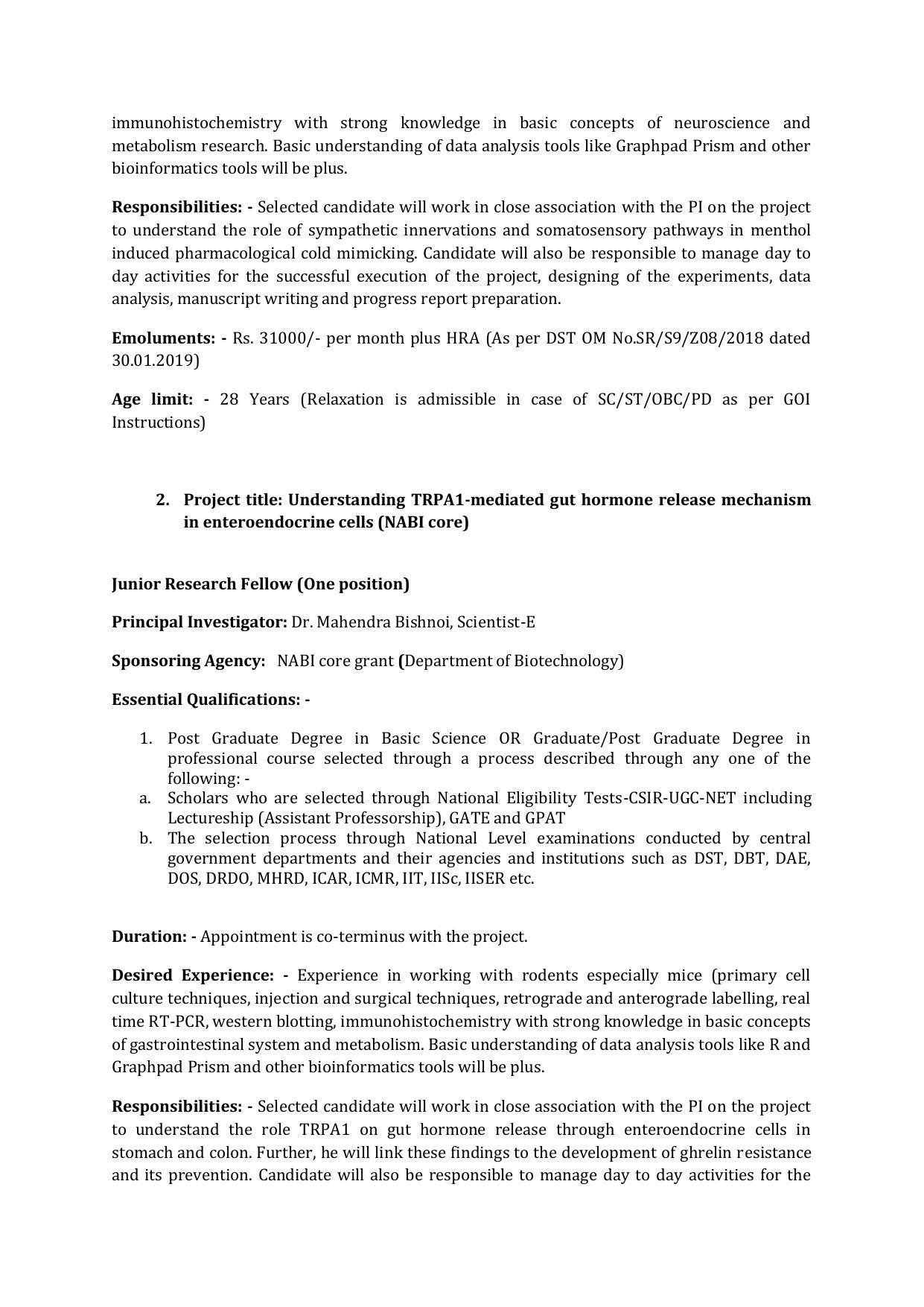 NABI Invites Application for Senior Project Associate, Senior Research Fellow, More Vacancies Recruitment 2022 - Page 1