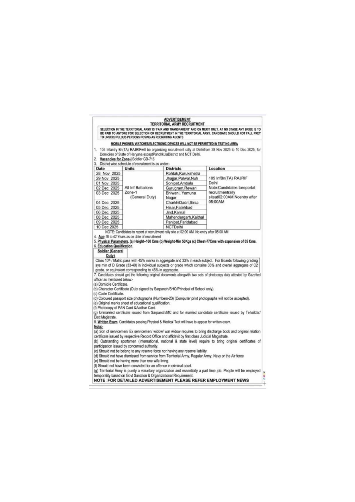 Territorial Army (TA) 716 Soldier (General Duty, Tradesman Posts) Recruitment 2025 - Page 1
