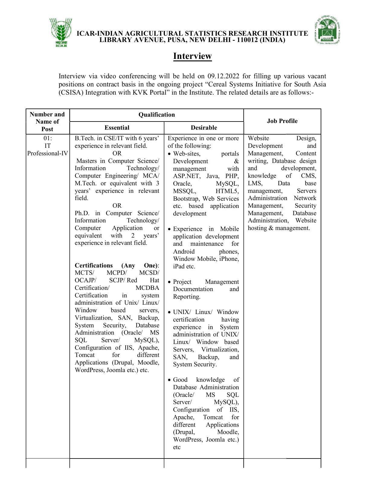 IASRI Invites Application for IT Professional-IV, Research Associate, More Vacancies Recruitment 2022 - Page 9