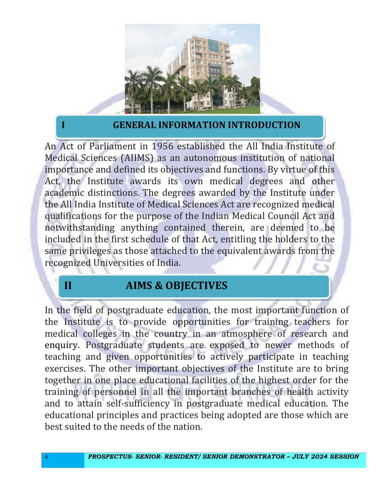 AIIMS 517 Senior Resident/ Senior Demonstrator Recruitment 2024 - Page 4