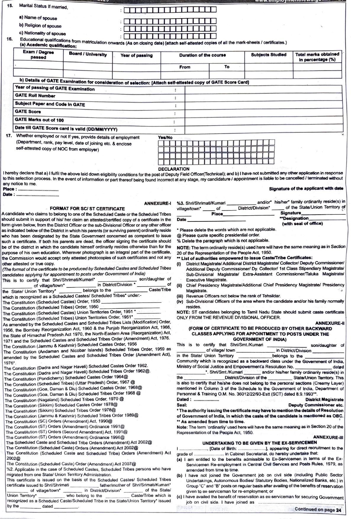 Cabinet Secretariat 250 Deputy Field Officer Recruitment 2025 - Page 2