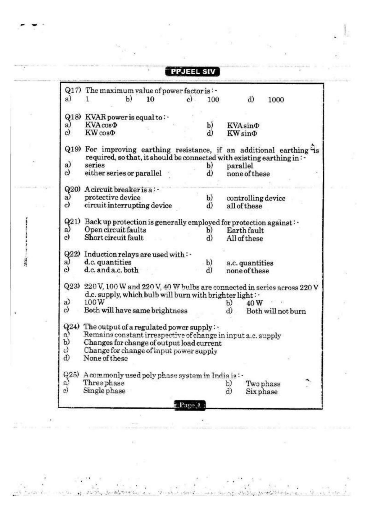 MAHADISCOM Vidyut Sahayak Previous Papers For Test of Professional Knowledge Electrical - Page 3