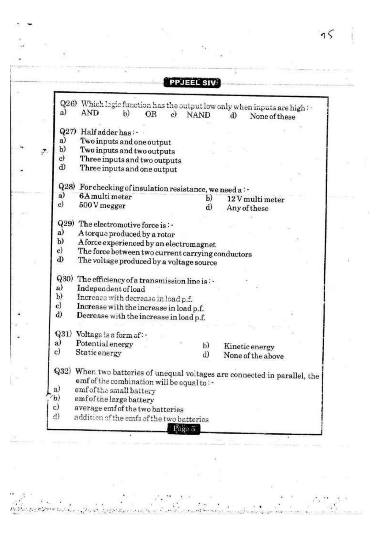 MAHADISCOM Vidyut Sahayak Previous Papers For Test of Professional Knowledge Electrical - Page 4