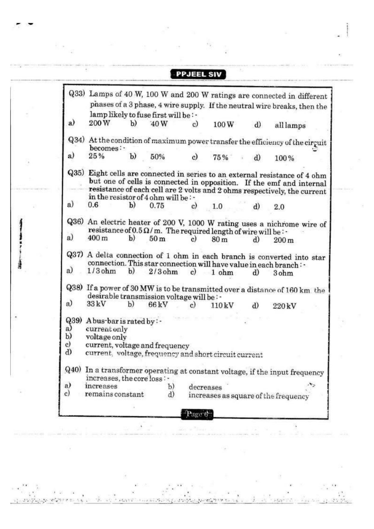 MAHADISCOM Vidyut Sahayak Previous Papers For Test of Professional Knowledge Electrical - Page 5