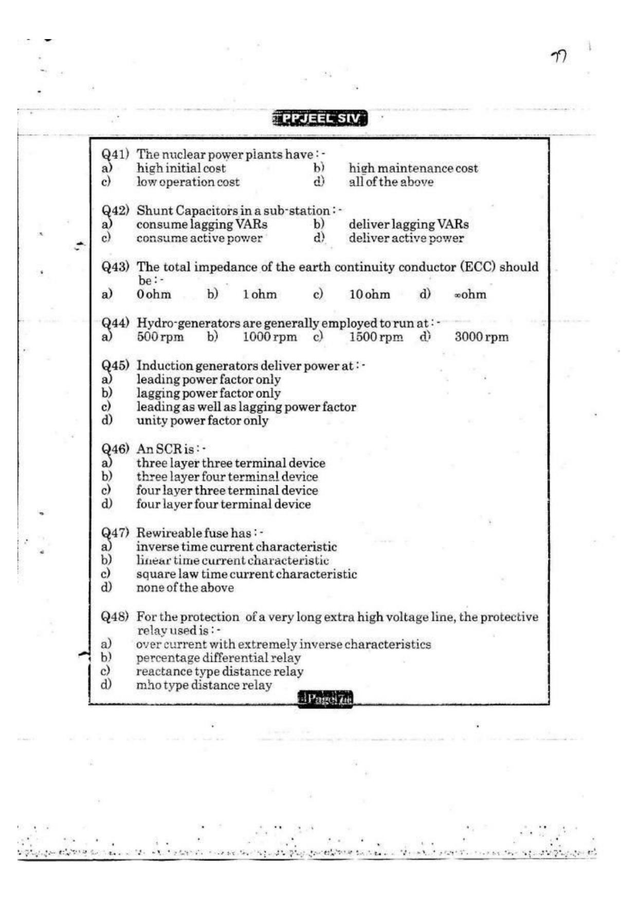 MAHADISCOM Vidyut Sahayak Previous Papers For Test of Professional Knowledge Electrical - Page 6