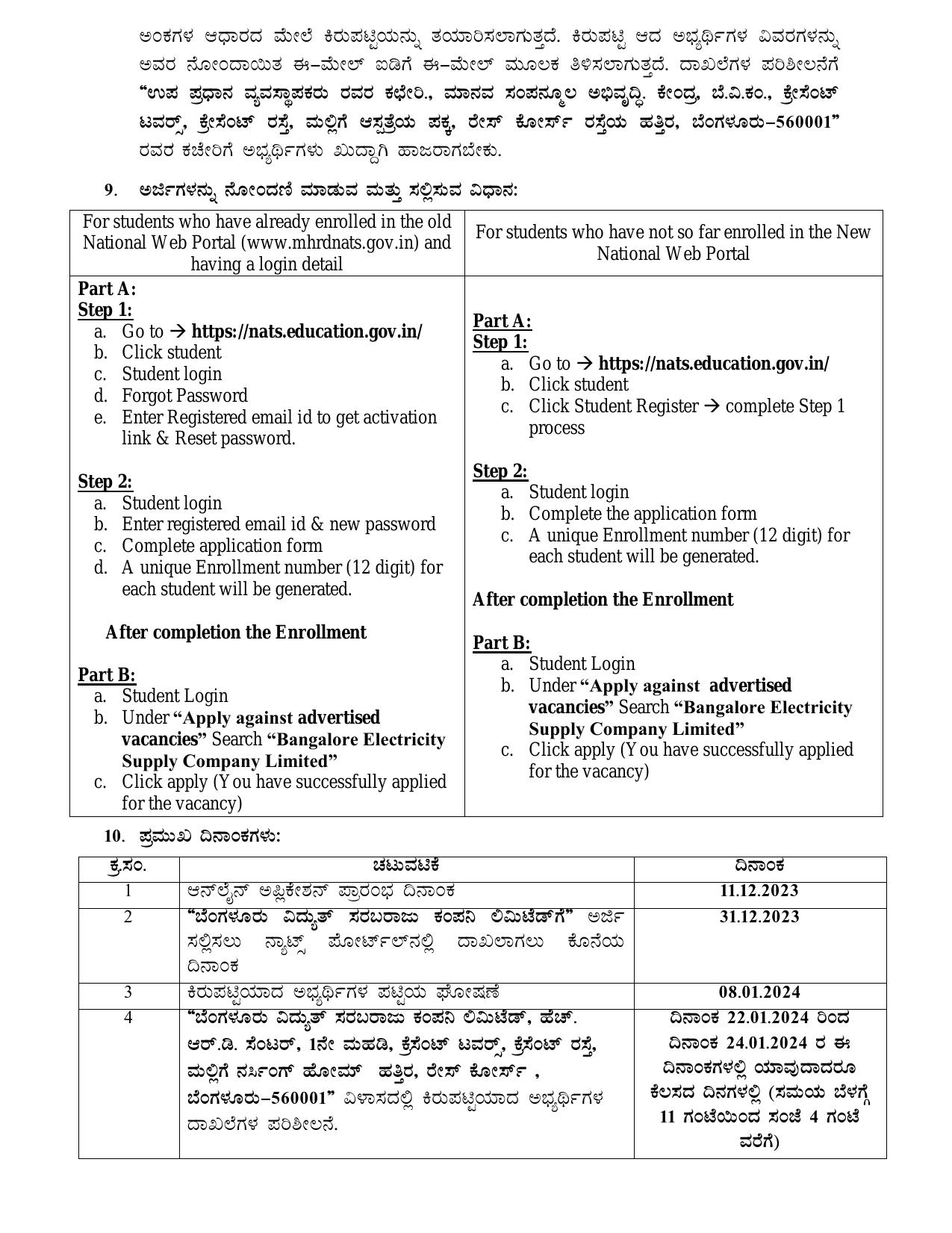 BESCOM Graduate Apprentice, Technician Apprentice Recruitment 2023 - Page 8