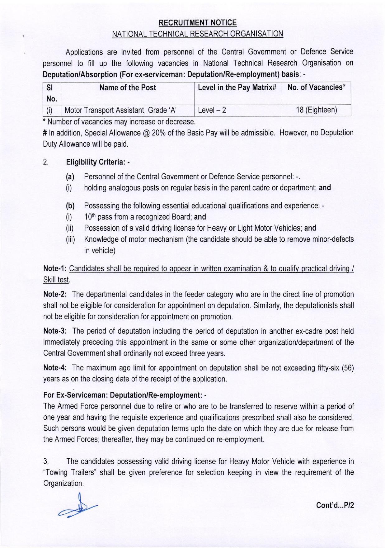 NTRO Invites Application for 18 Motor Transport Assistant Recruitment 2022 - Page 2