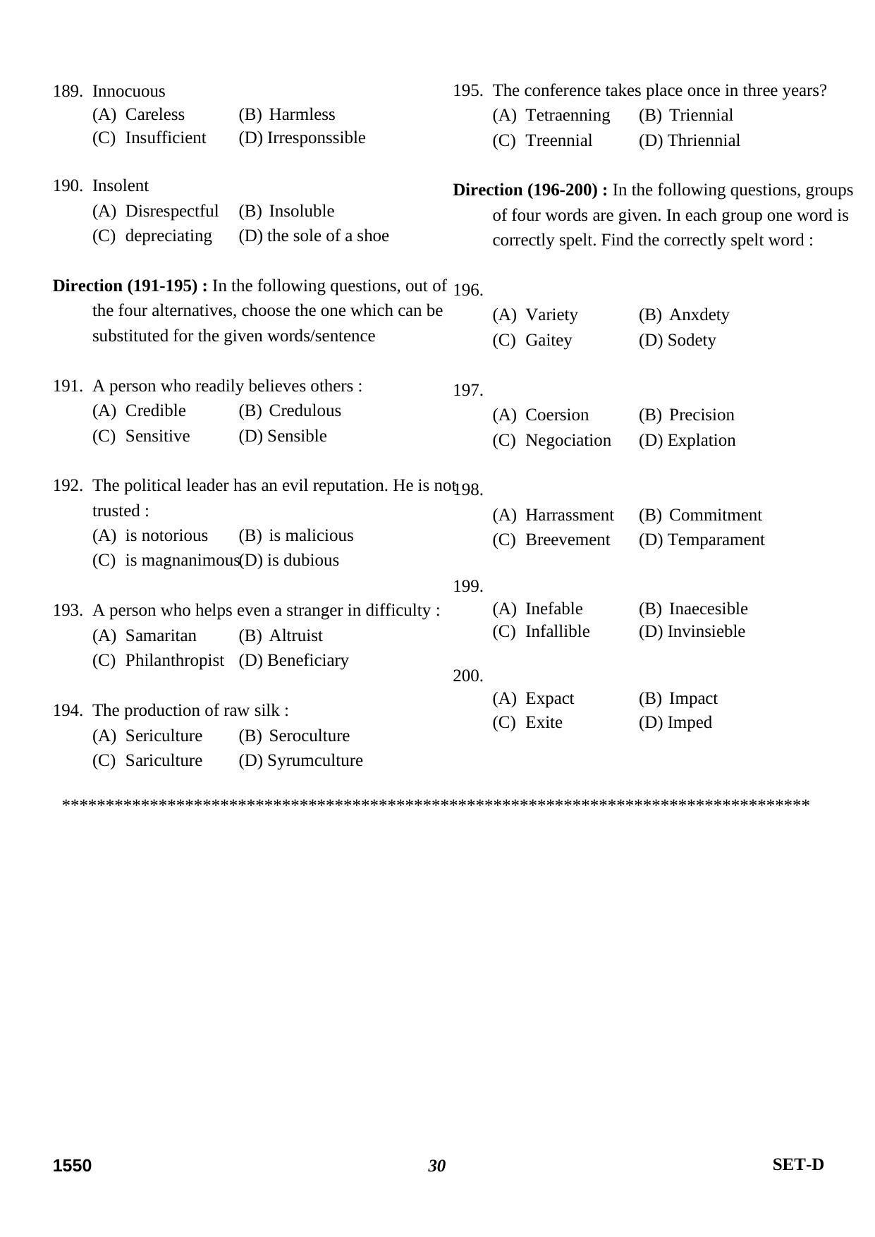 Delhi High Court Junior Judicial Assistant General Intelligence Previous Question Paper - Page 6